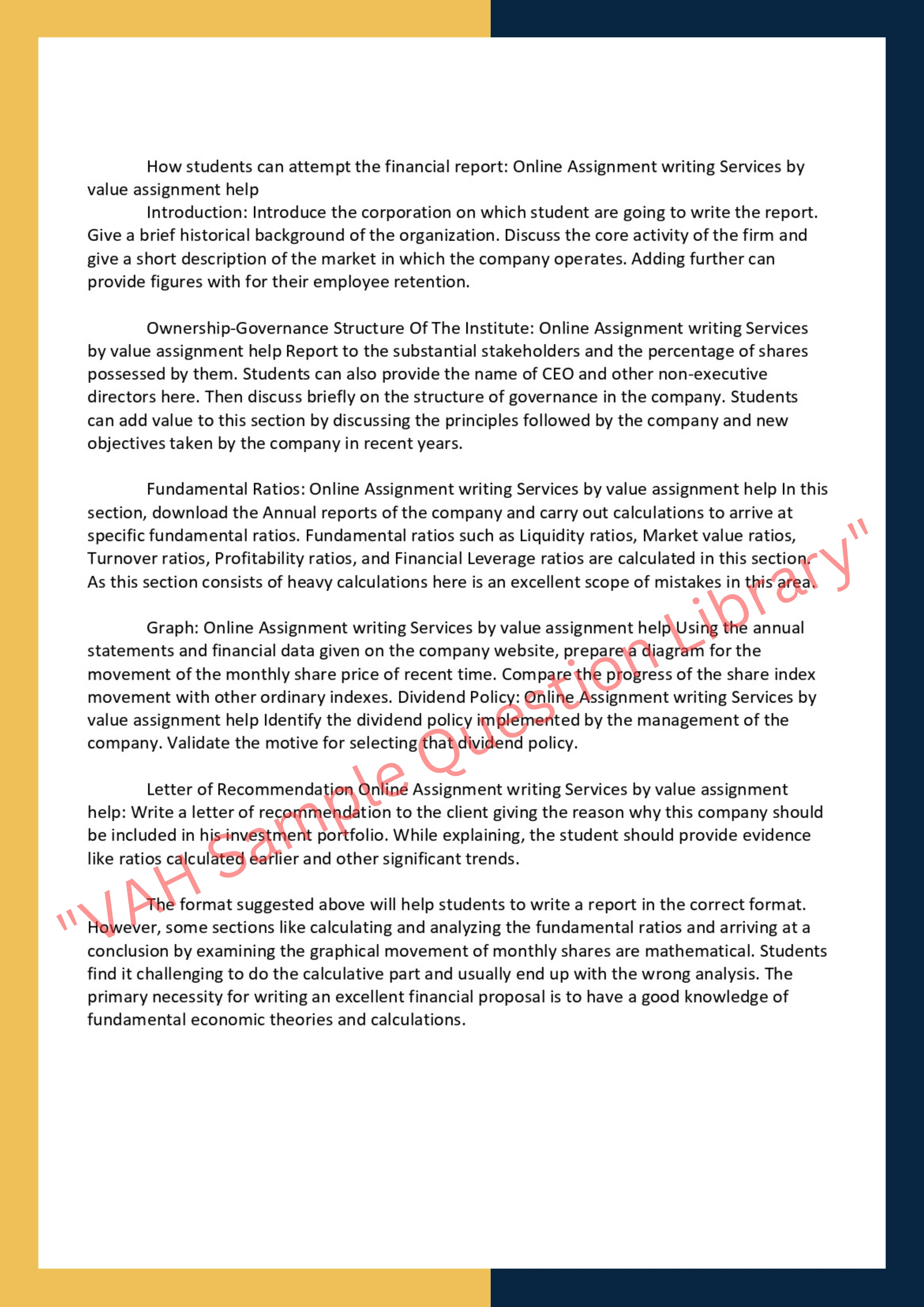Finance: Online Assignment writing 2