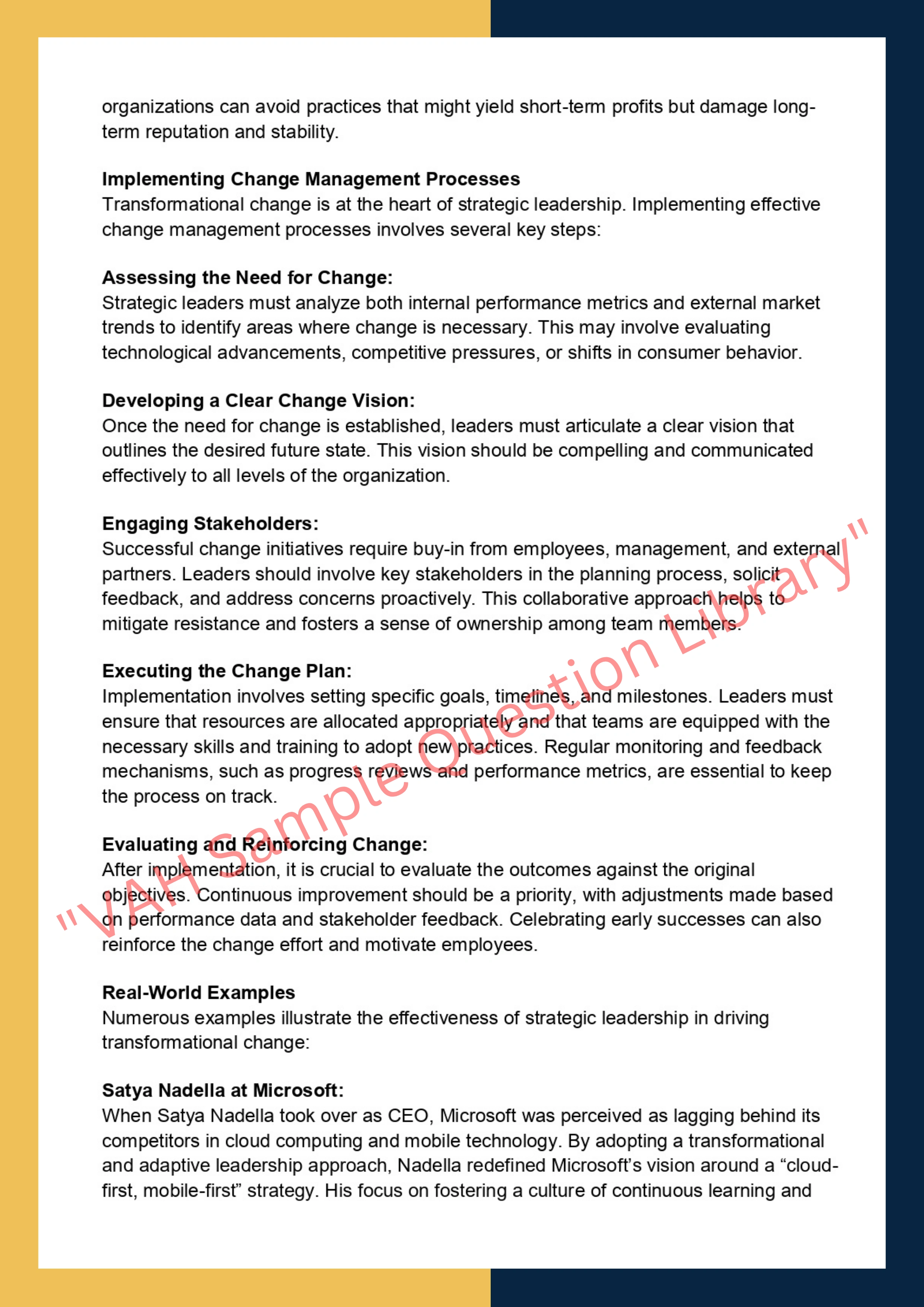 Assignment Sample Of Subject -MBA5010 Strategic Leadership 2