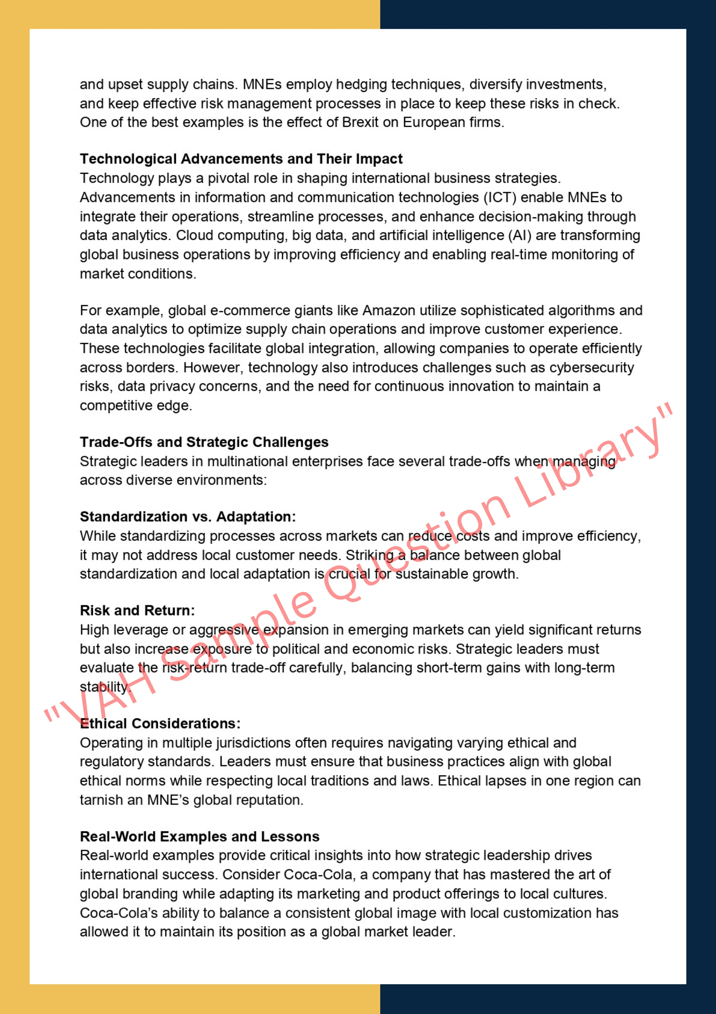 Assignment Sample Of Subject -BUS7100 Course Name International Business 2
