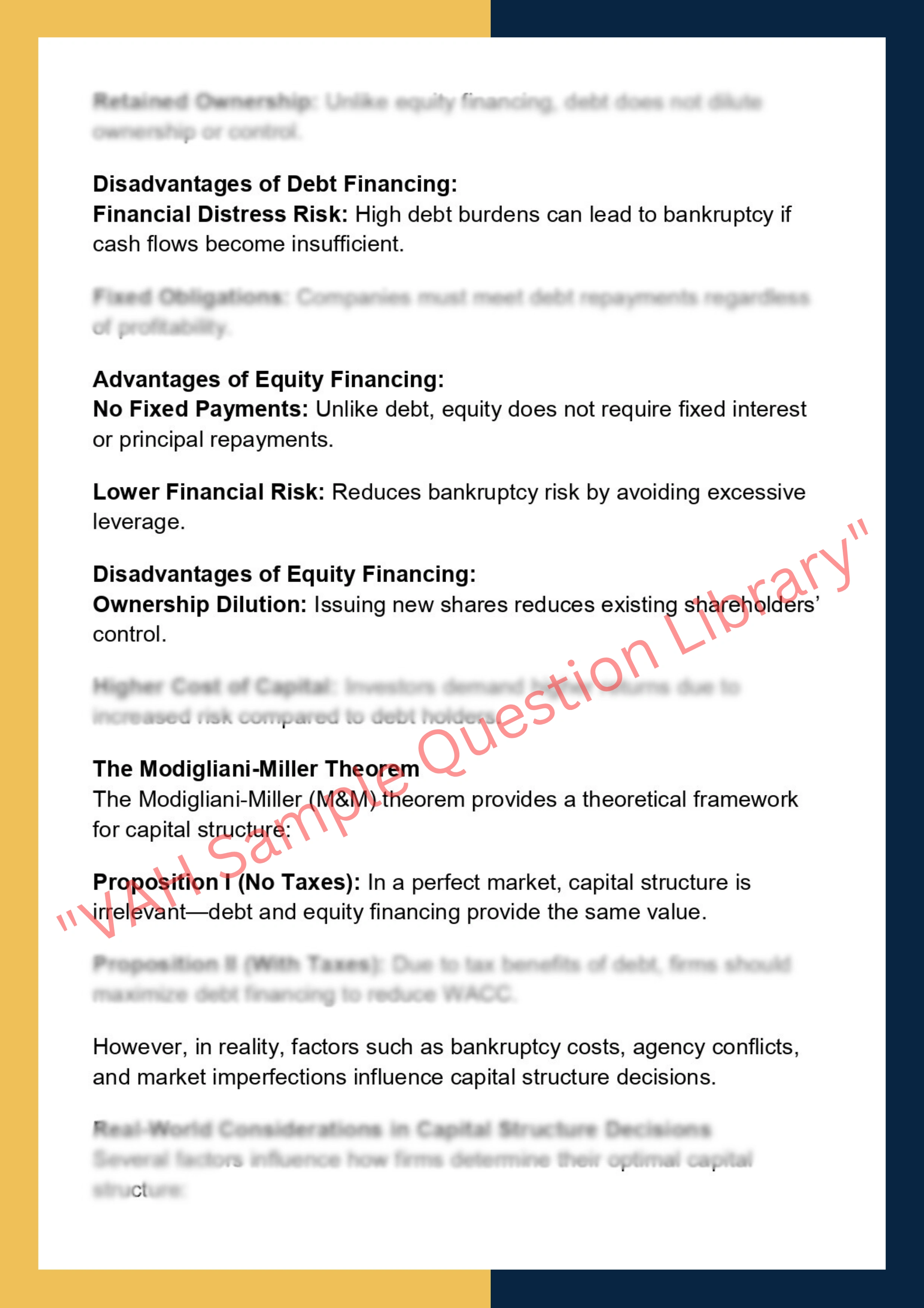 Assignment Sample Of Subject -FINC6001 Corporate finance 2