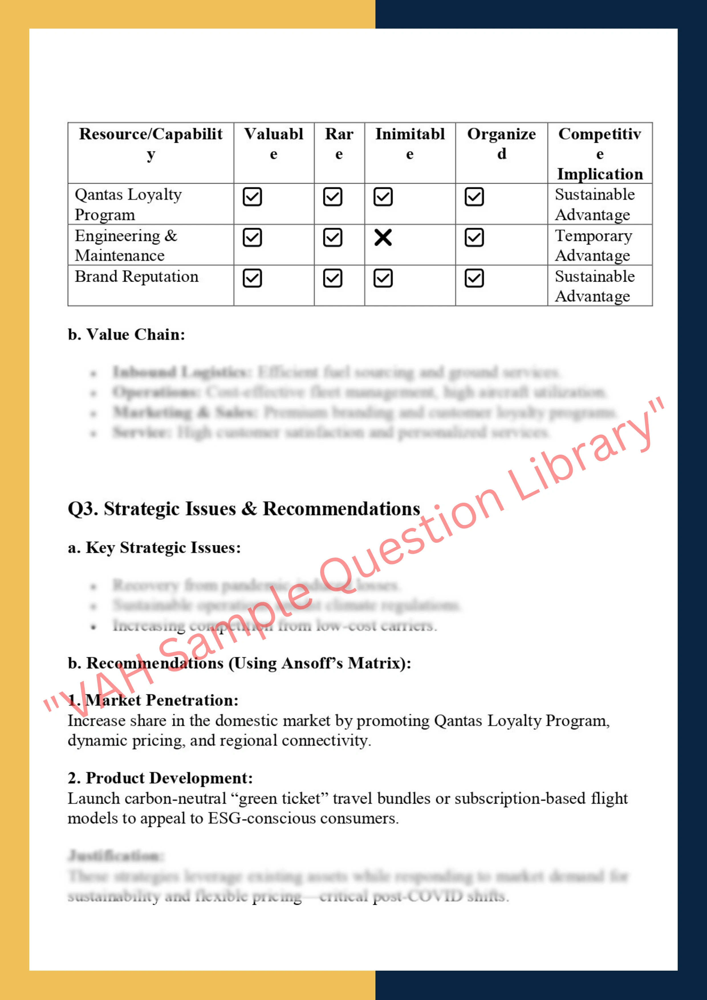 Sample Solution for - MGT6010-Strategy  formulation, implementation,  and evaluation 2
