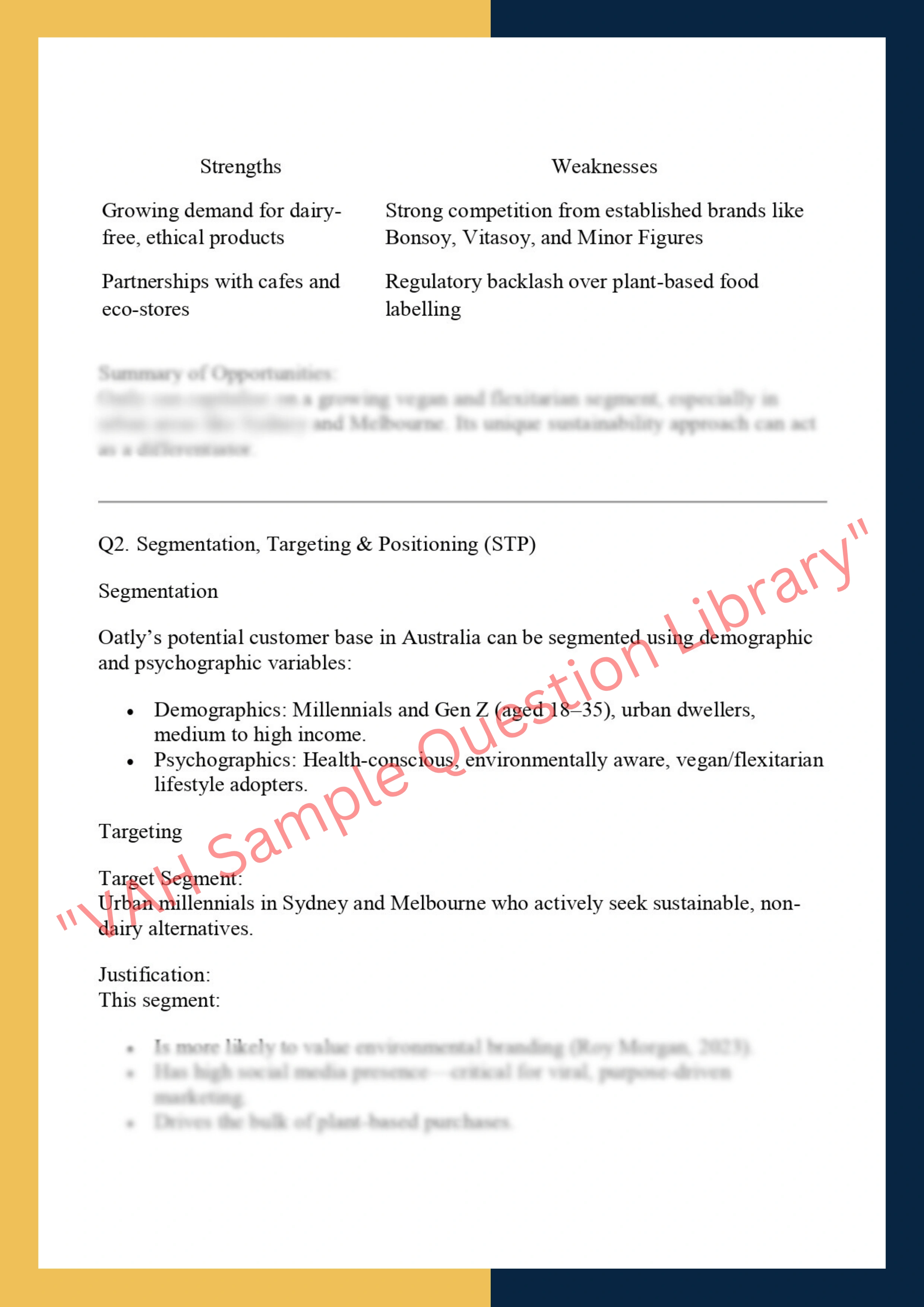MKTG6001- Marketing Management: Individual Strategic Marketing Report 2