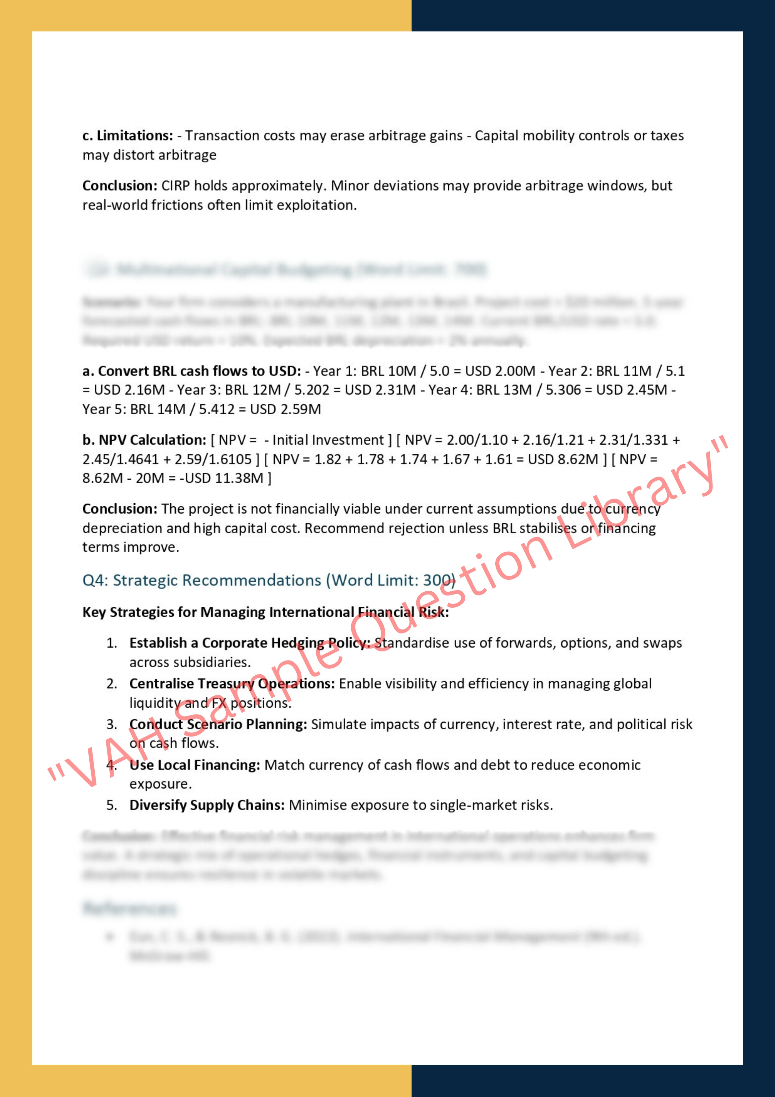 FINC6002: International  Finance  Assignment Type: Case Study 2