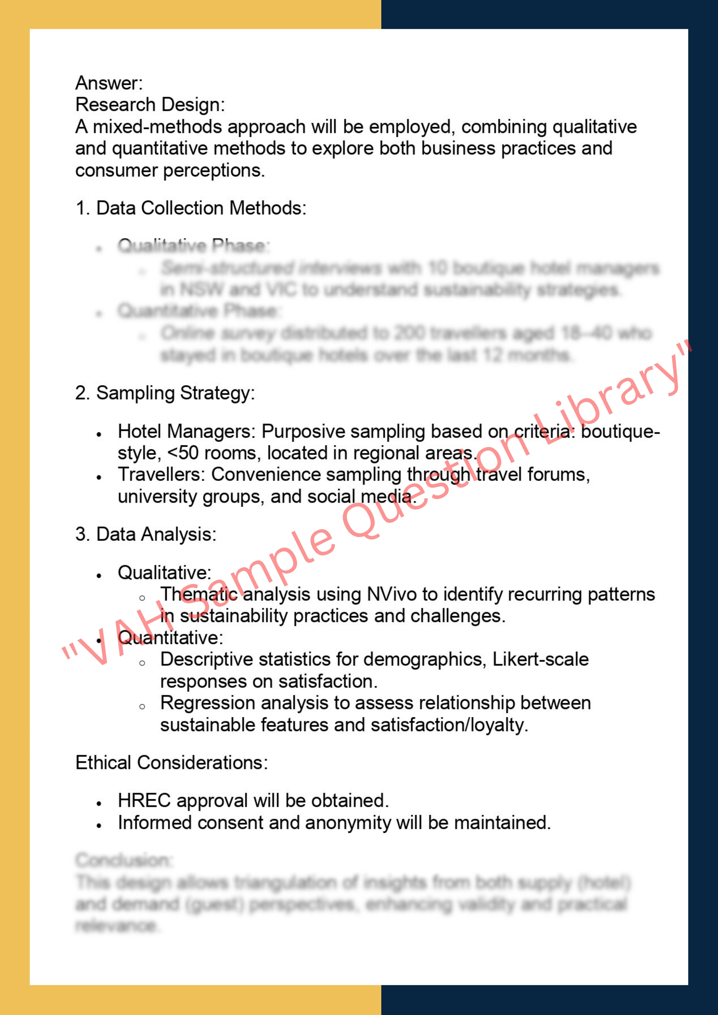 TOUR7001– Tourism & Hospitality Research  Project 2