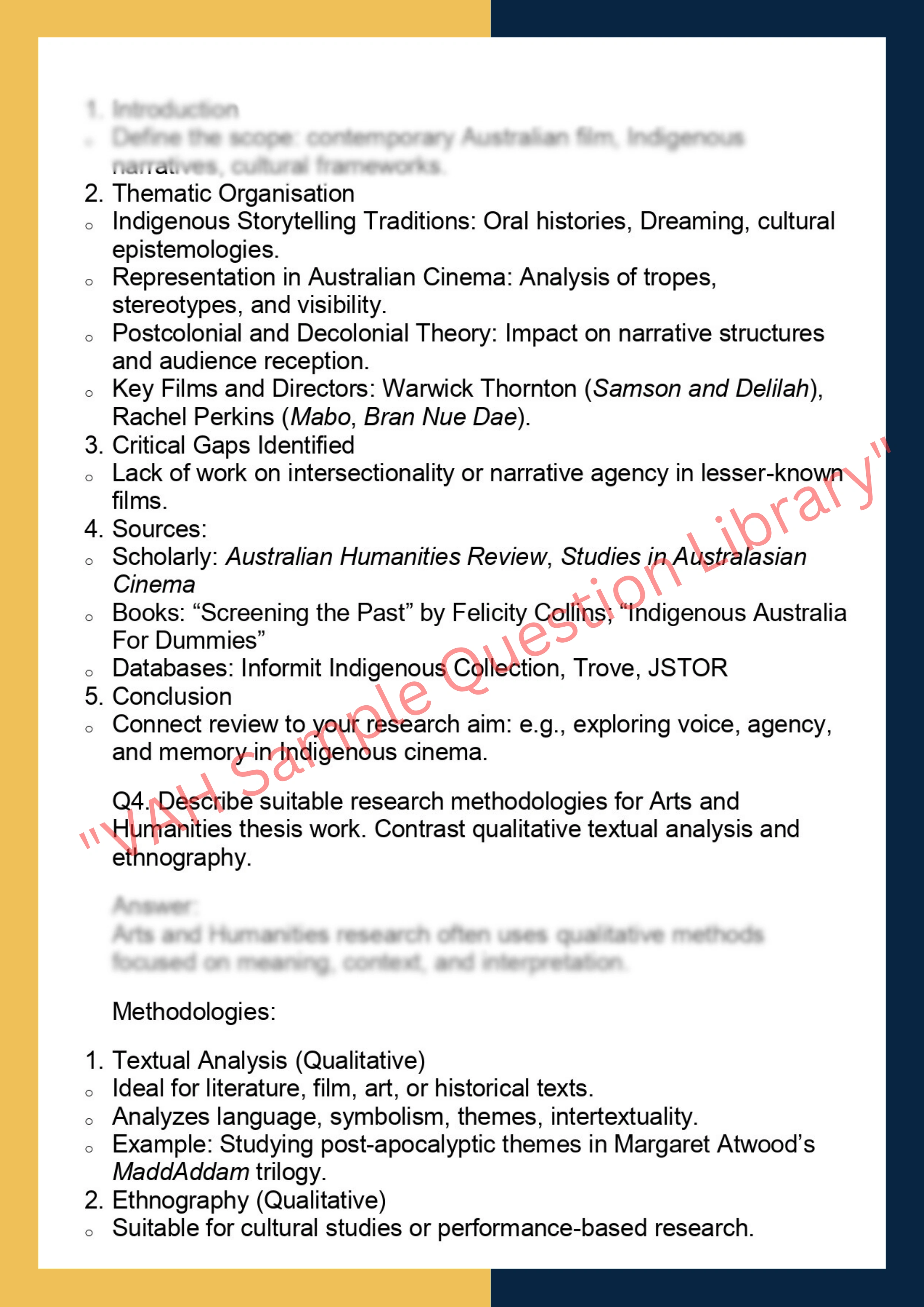ARTS7000– Arts and Humanities Thesis 2