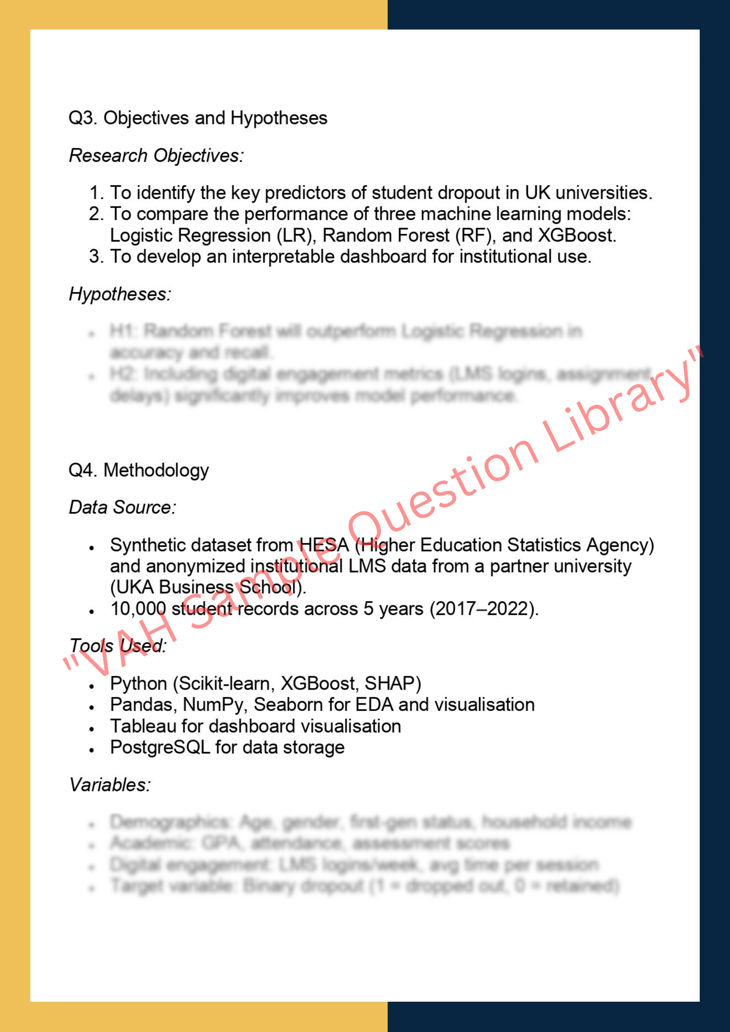 DATA7000 –  Data Analytics Thesis 2