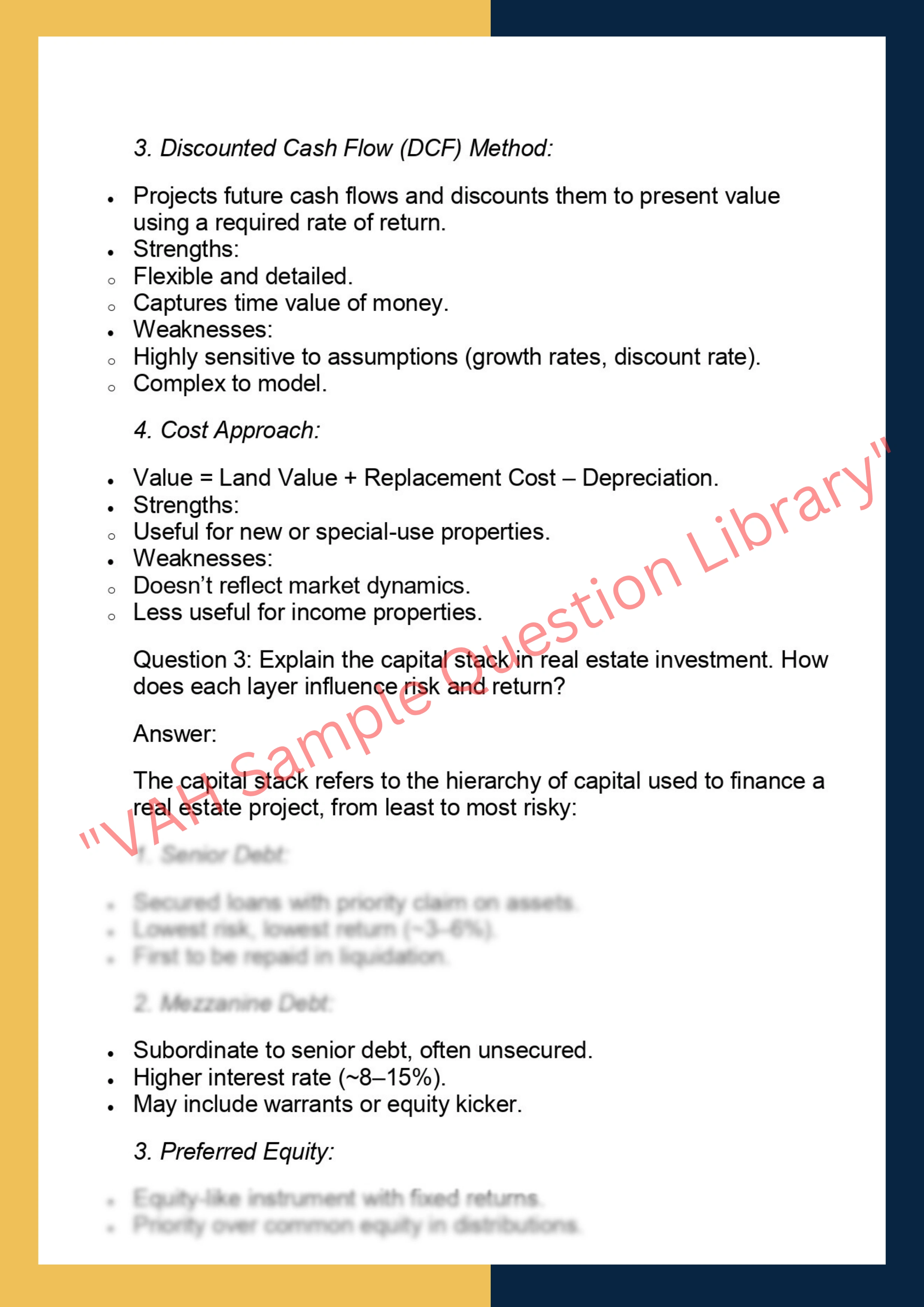 FINC6017 –  Real Estate Finance &  Investment 2