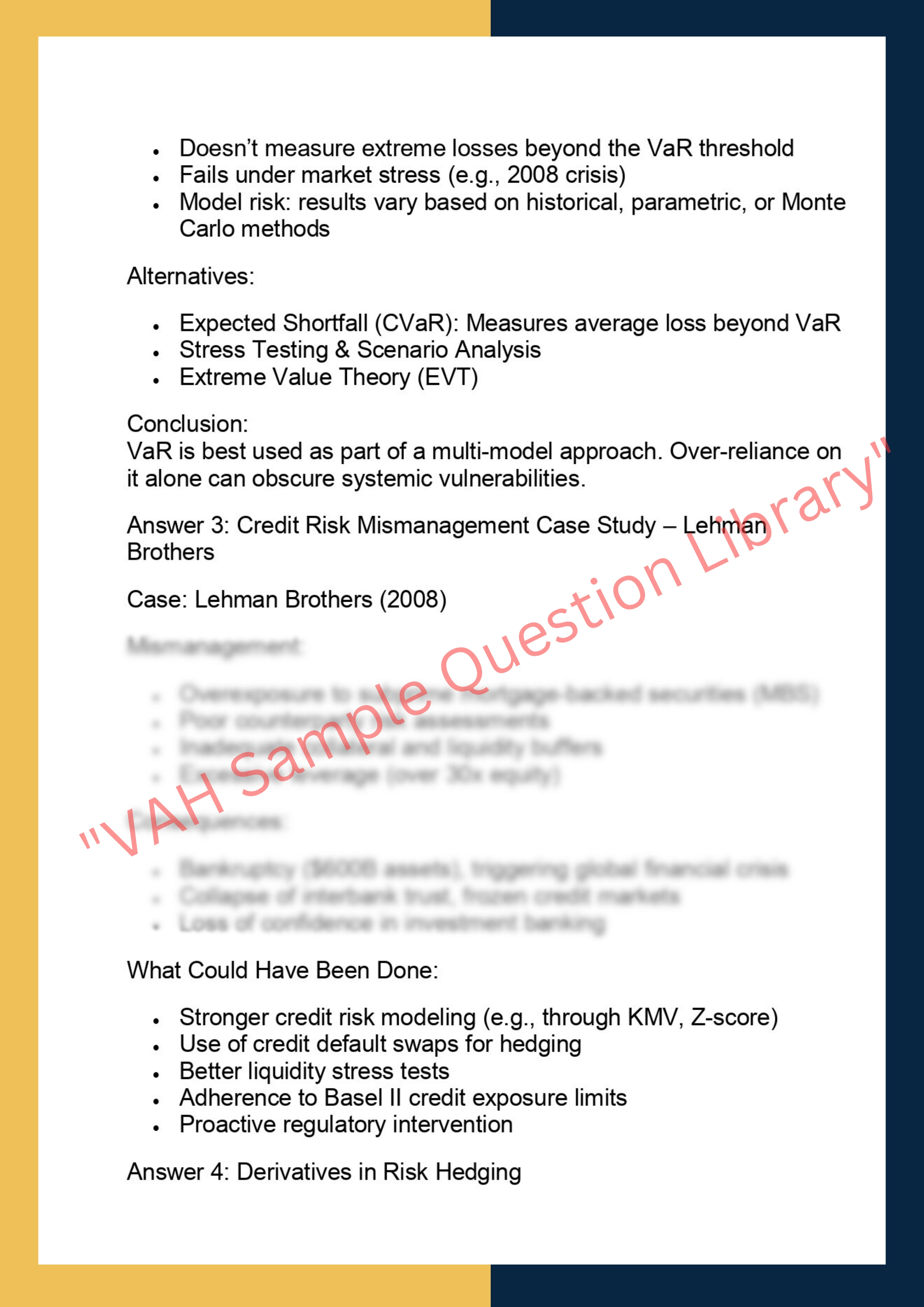 FINC6020 – Advanced Financial Risk  Management 2