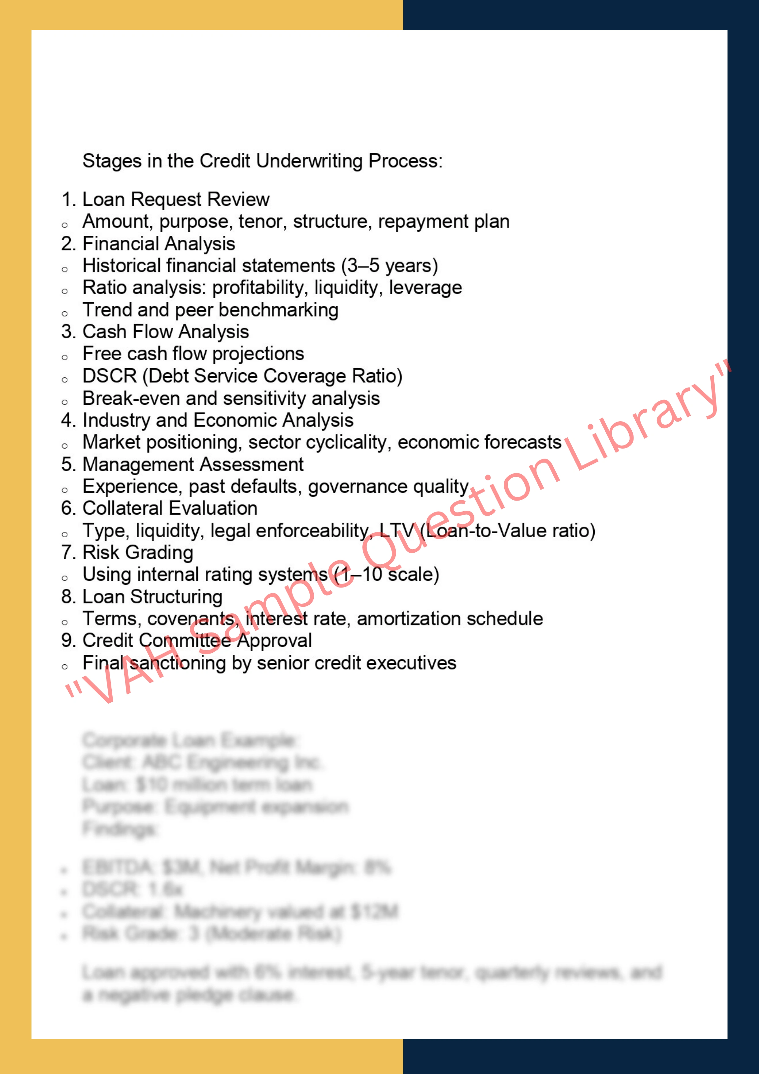 FINC6034 – Credit Risk Analysis and Lending  Decisions 2
