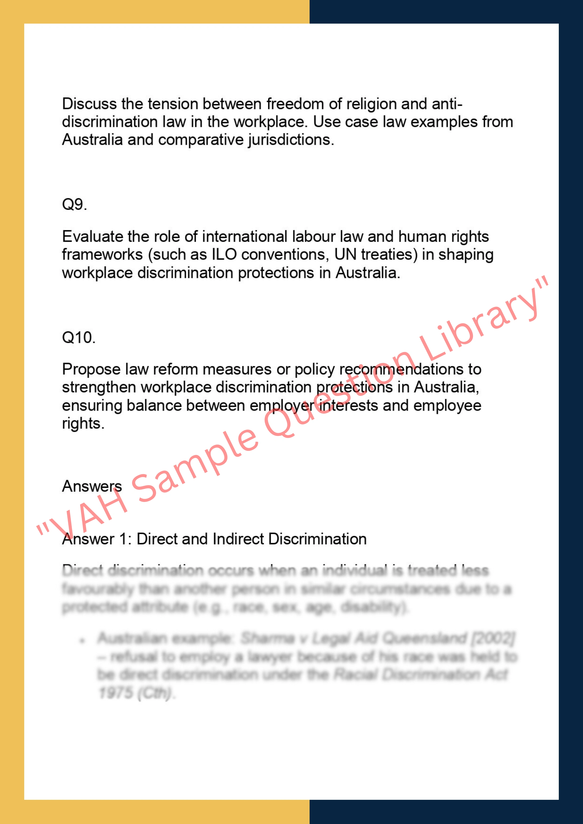 LAWS6039– Discrimination in the Workplace 2