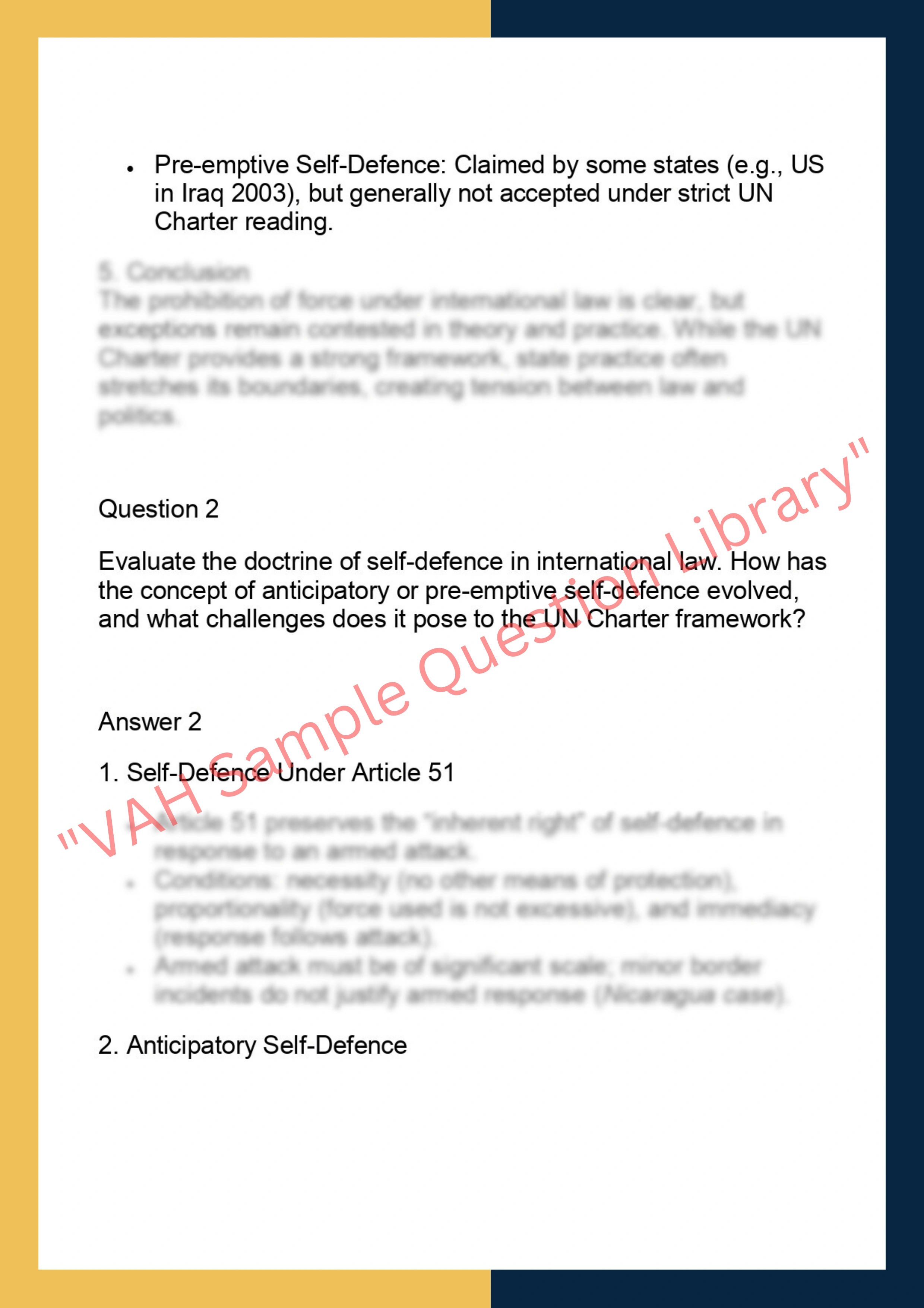 LAWS6062 – International Law – The Use of  Armed Force 2
