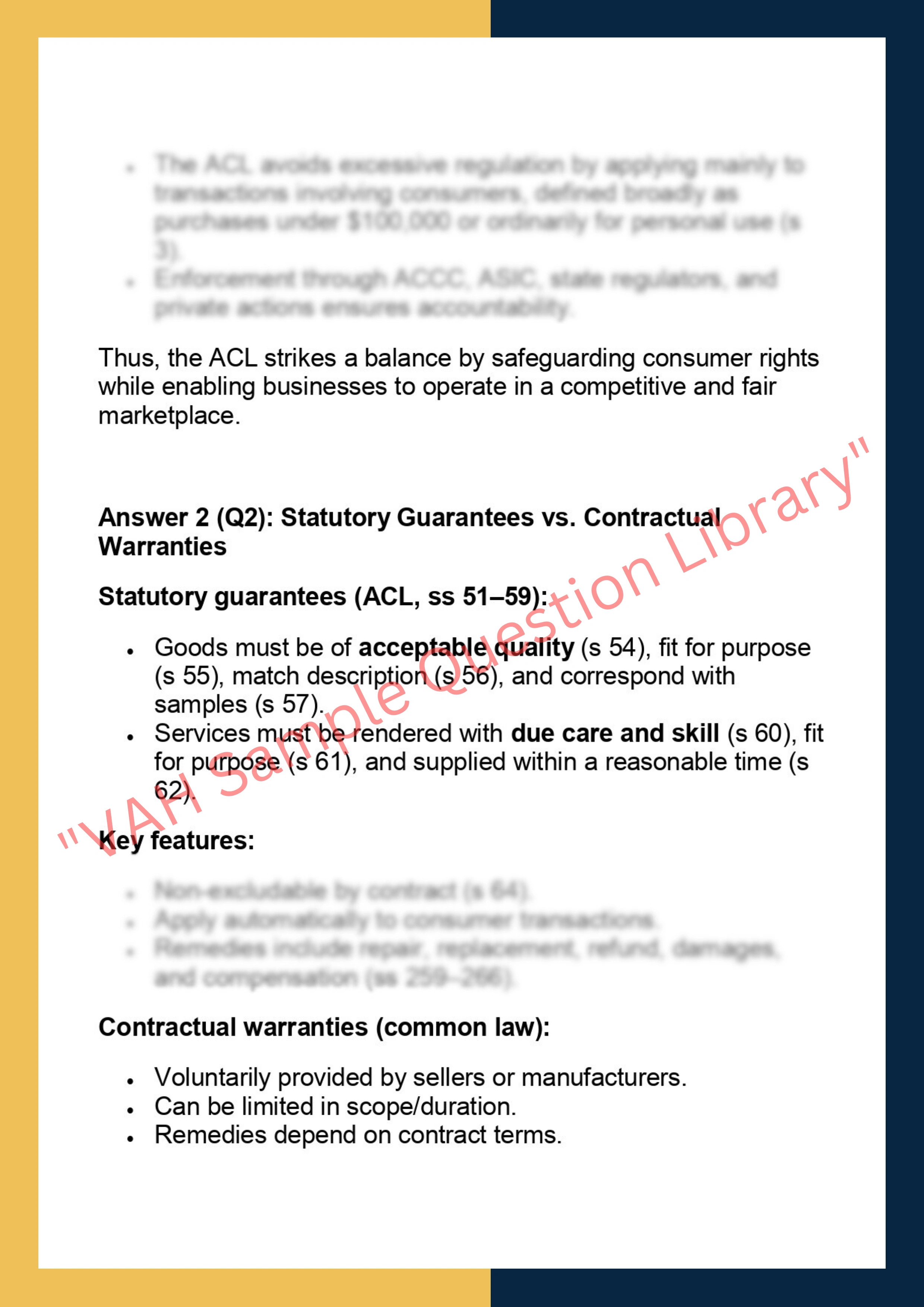 LAWS70380 – Australian Consumer Law 2