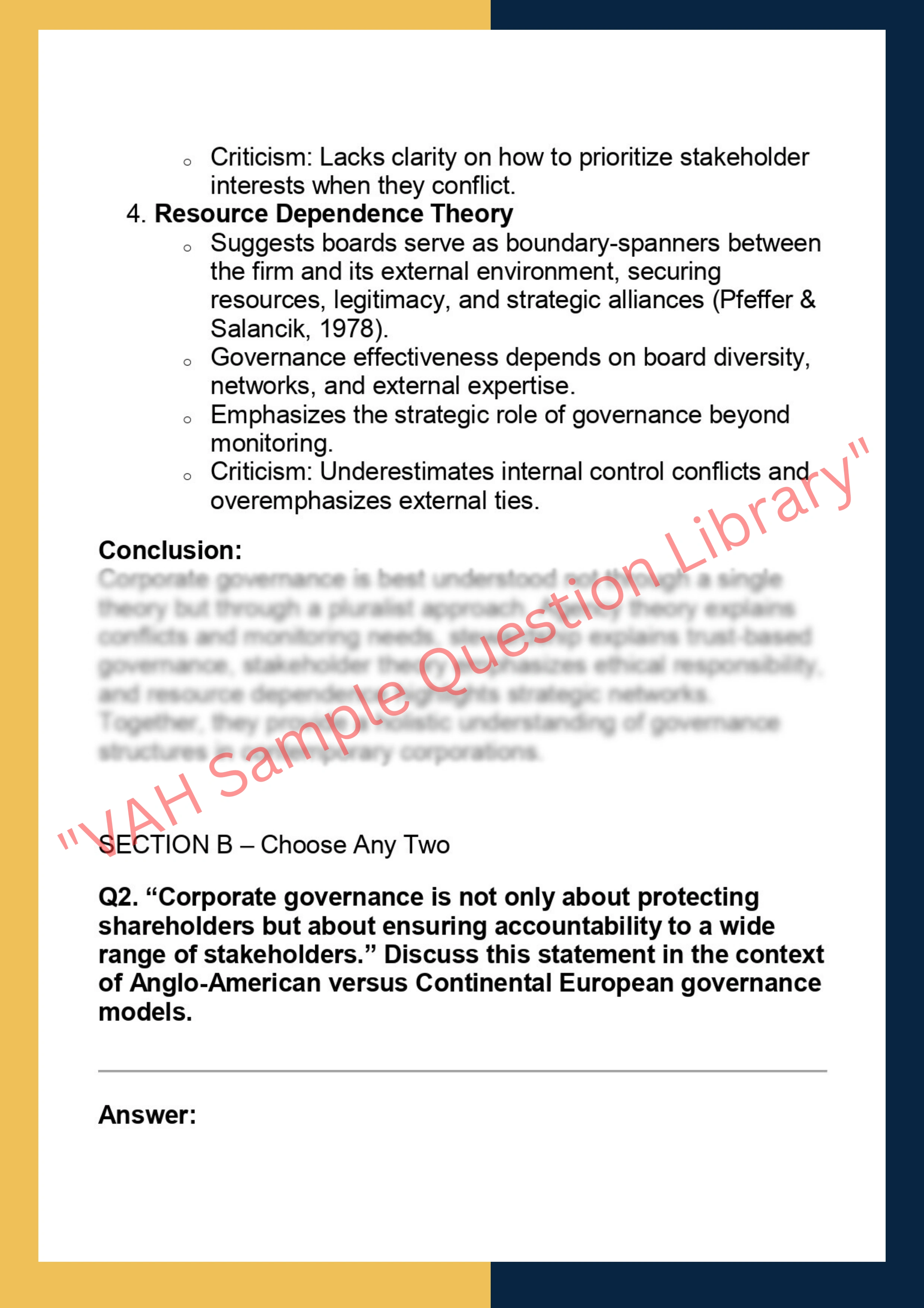 SOLM022 –  Corporate Governance: Foundational and Theoretical 2