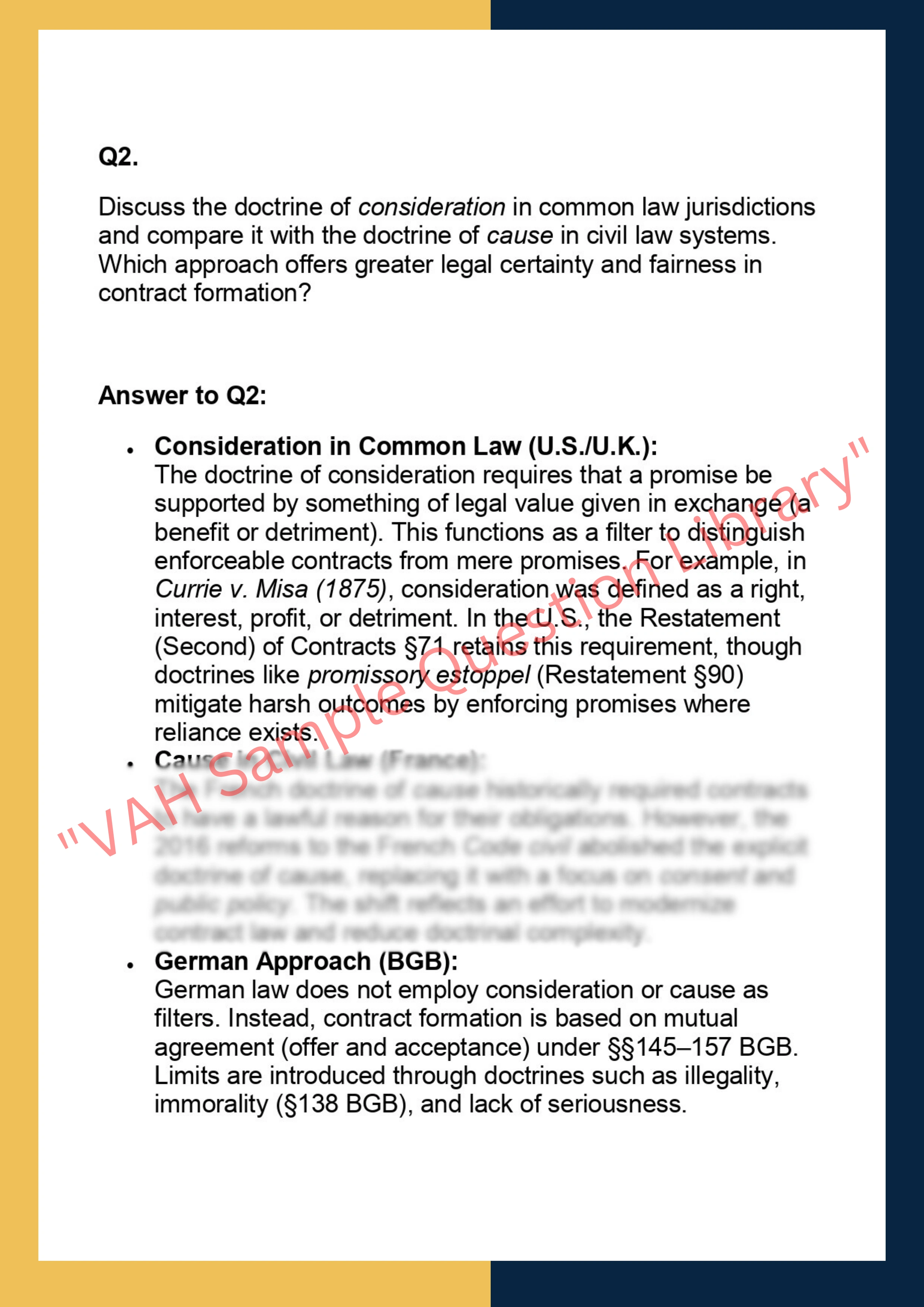 SOLM024 – Comparative Contract Law 2