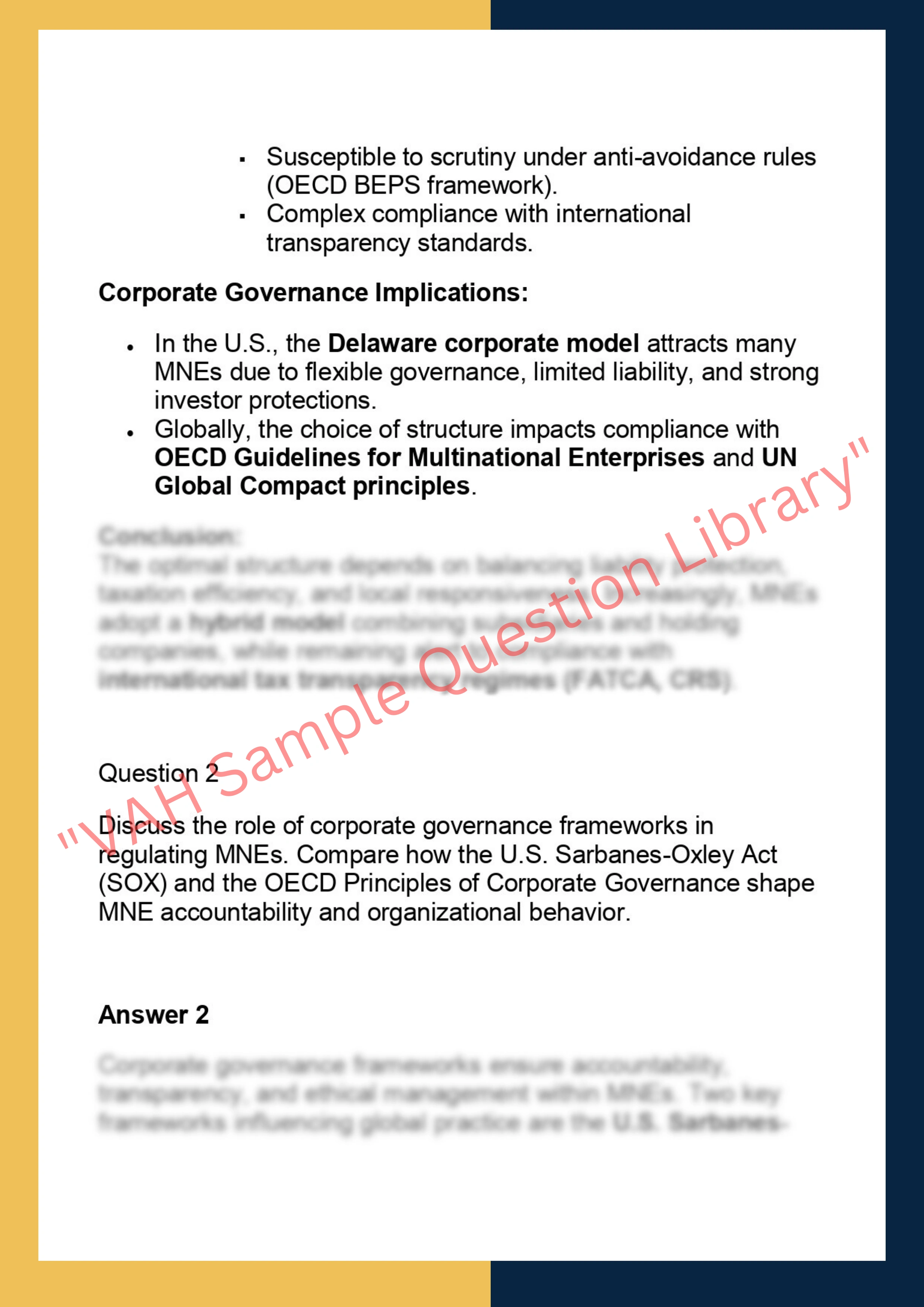 SOLM030 – Multinational Enterprises: Business and Legal Organisation 2