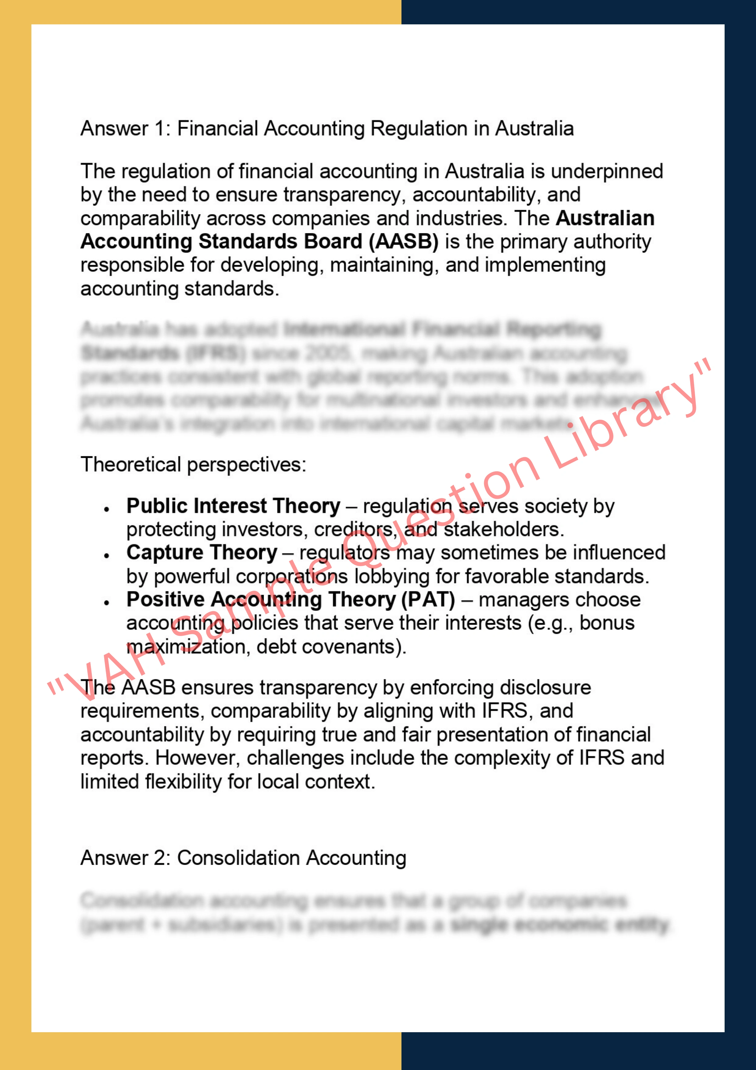 ACCT7001  – Advanced Financial  Accounting 2