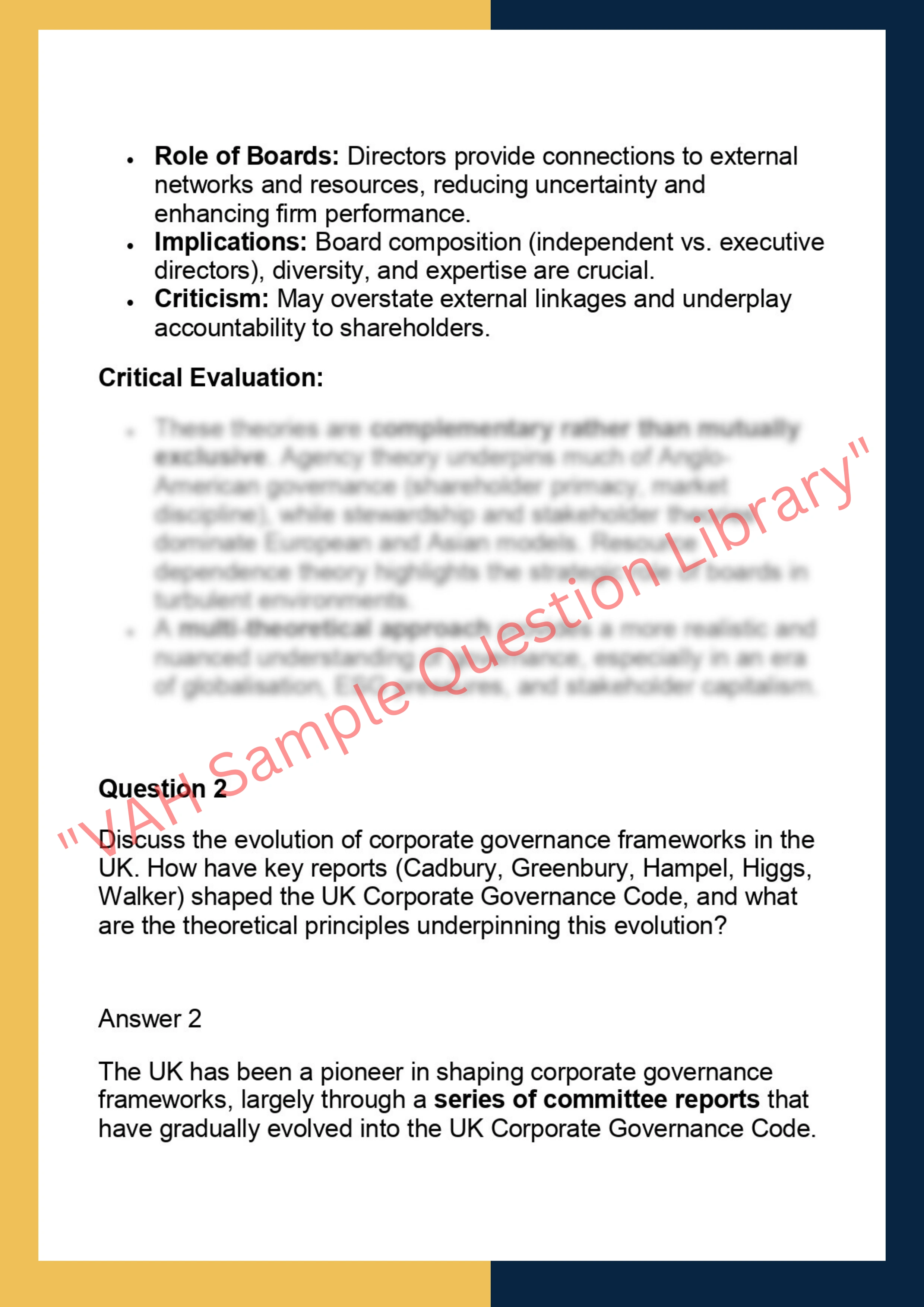 SOLM022 –  Corporate Governance: Foundational & Theoretical 2