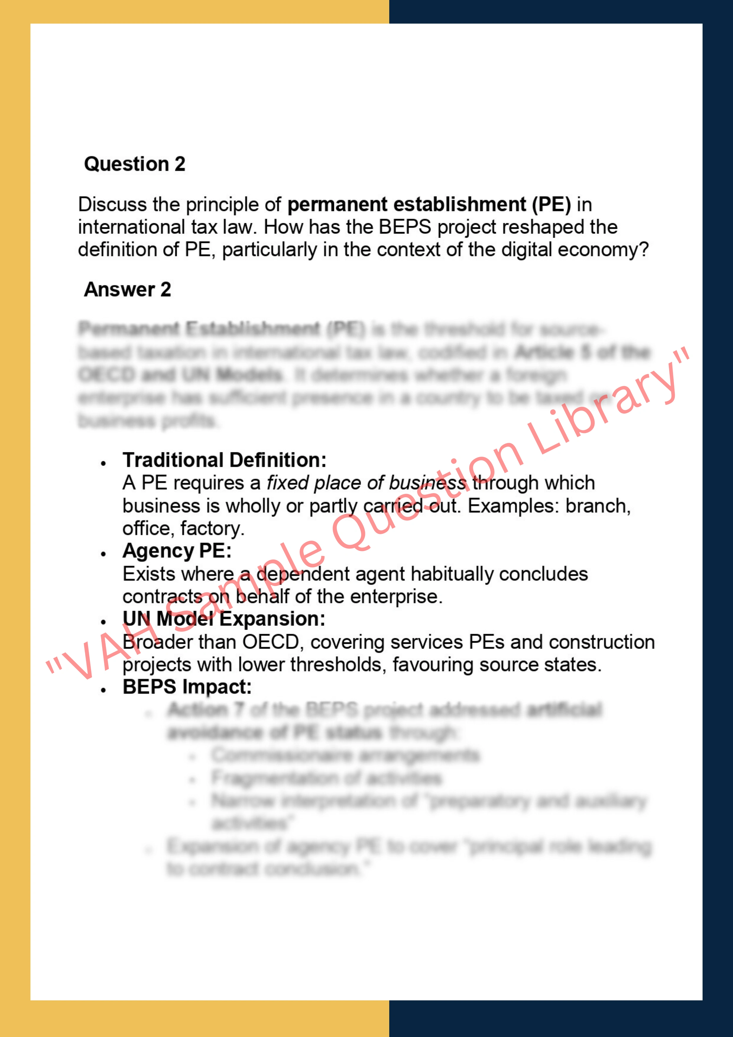 SOLM119 –  International Tax Law 2