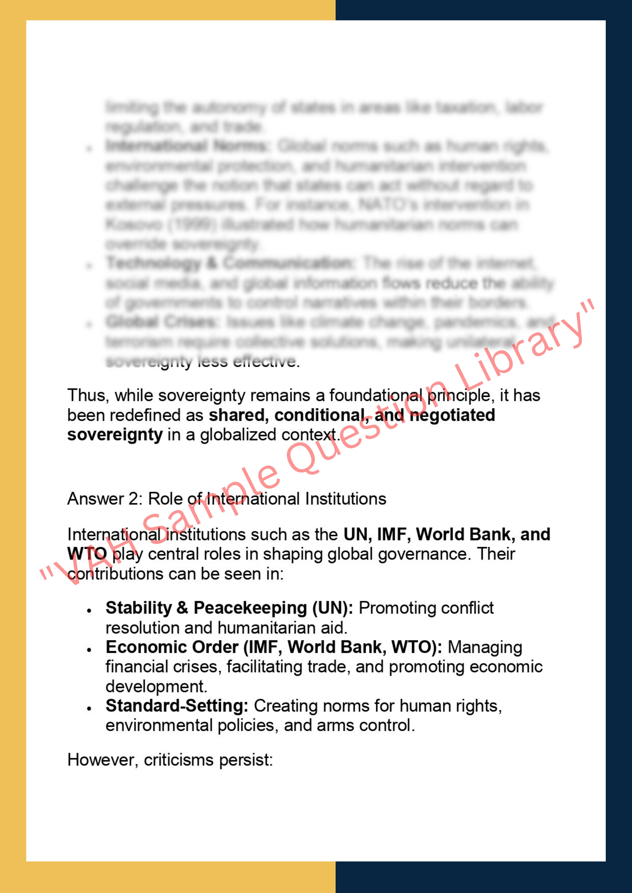 GLOB7009 – Globalization & International  Relations 2