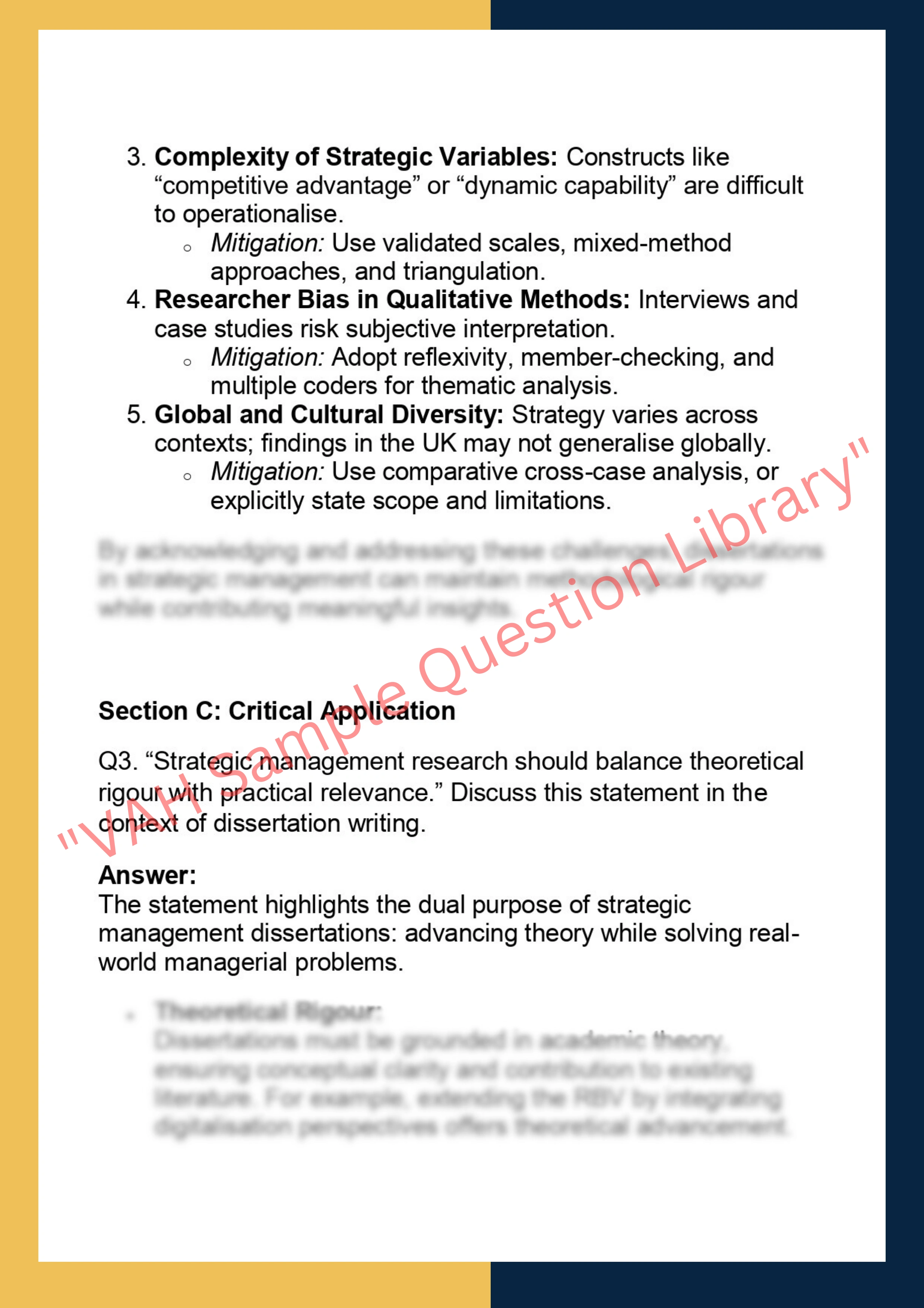 STRM7005 – Strategic Management Dissertation 2