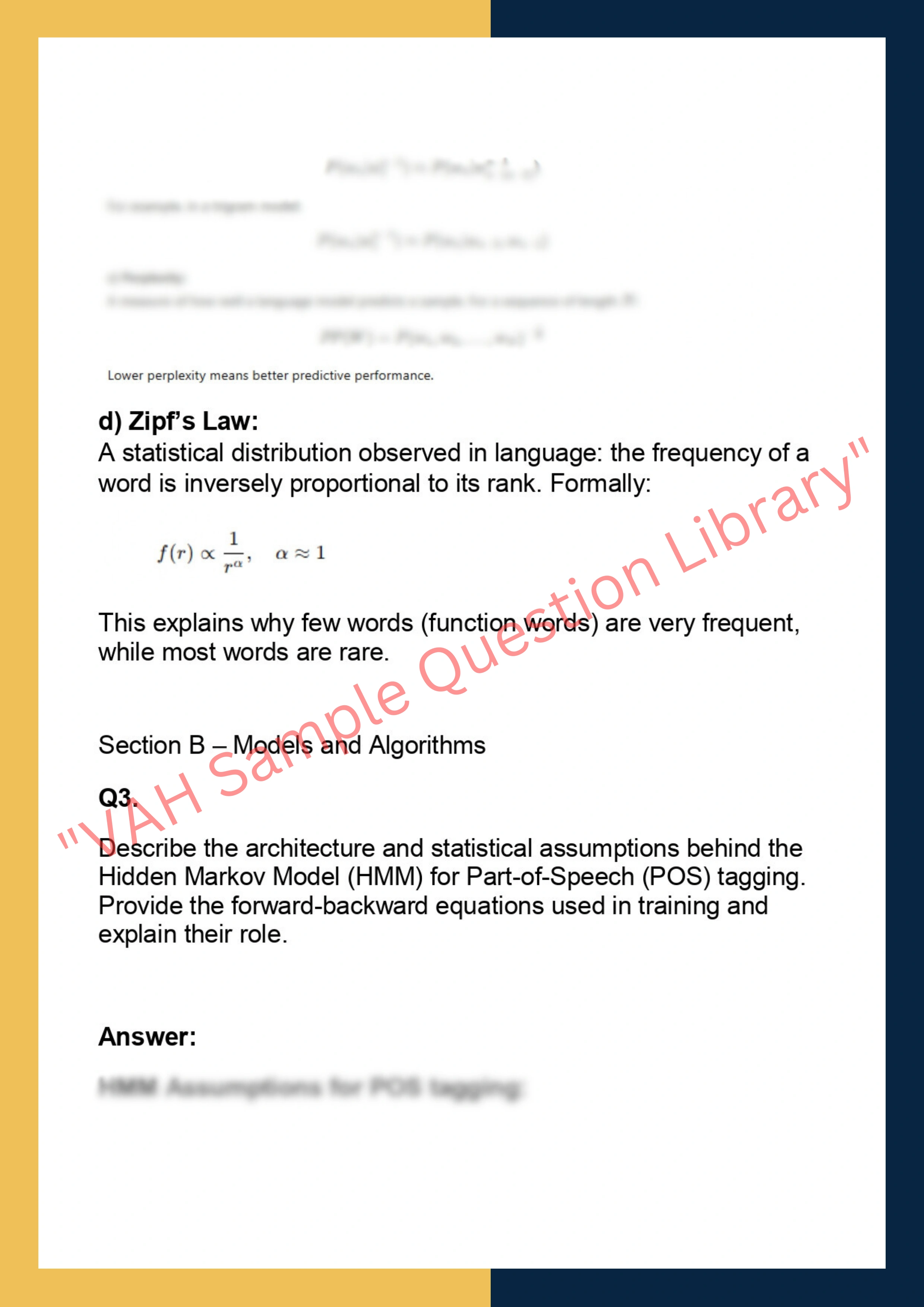 COMP0087 – Statistical Natural Language  Processing 2