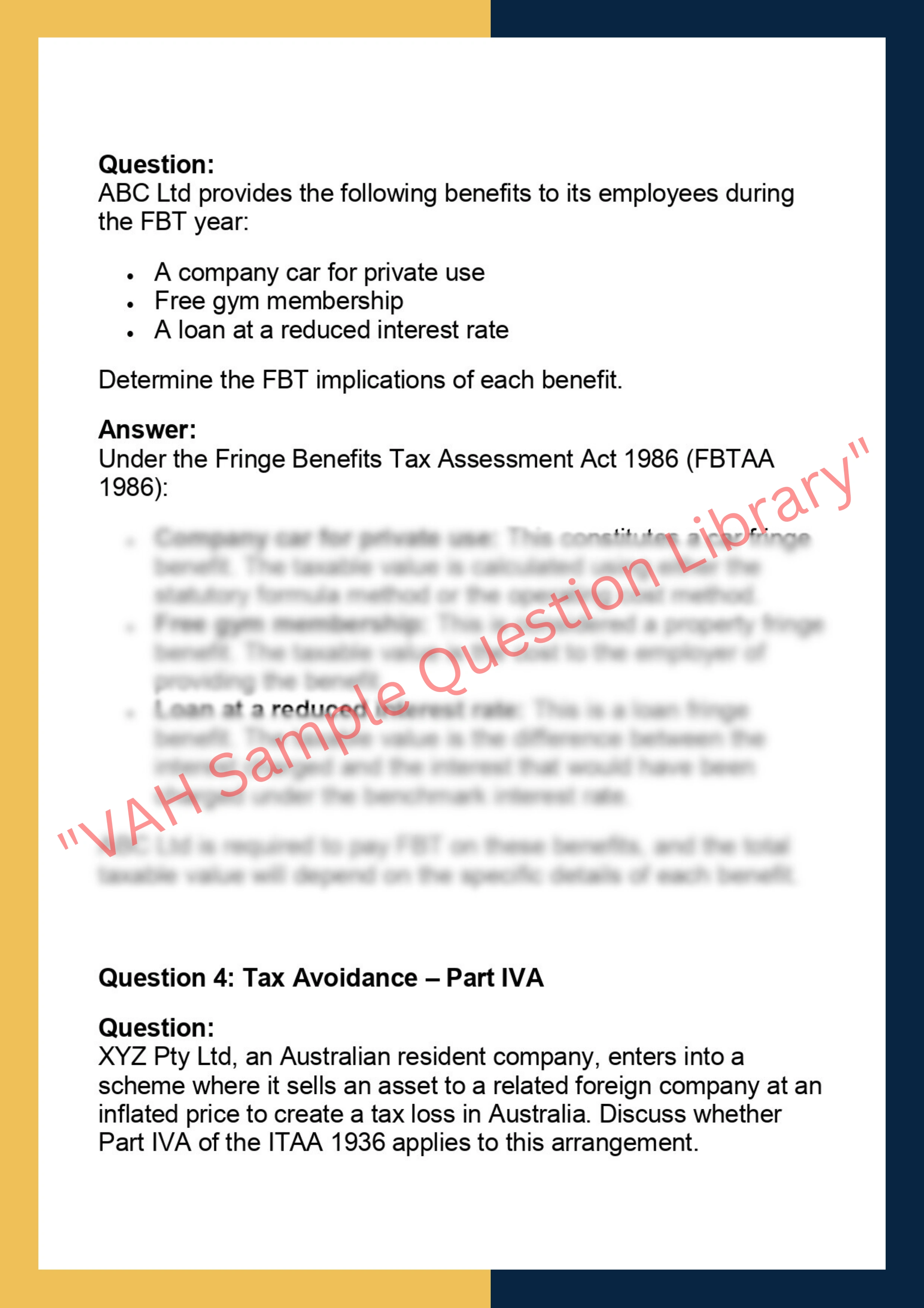 ACCT90016 - Taxation for Business Decision  Making 2
