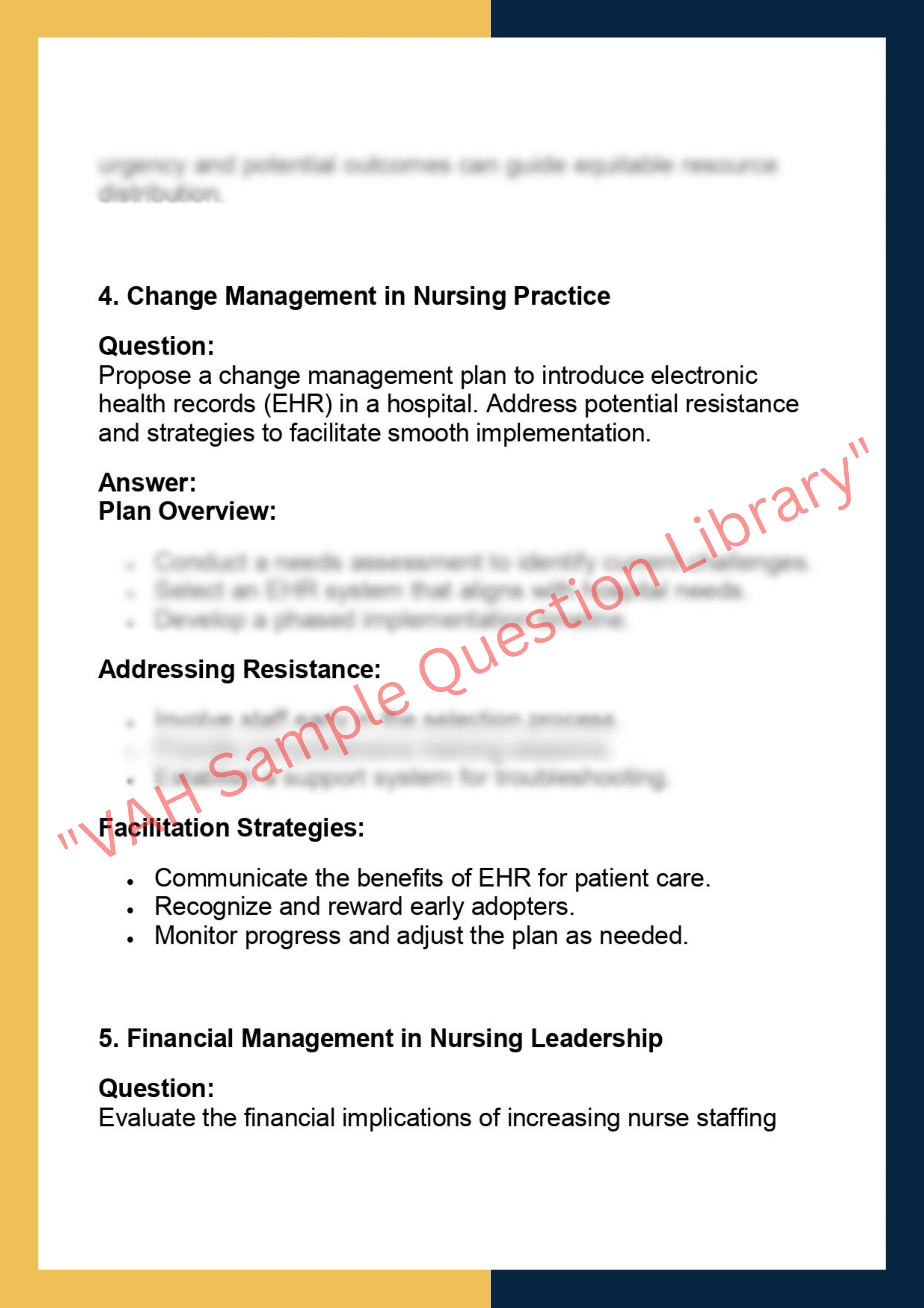 NURS 530 –  Nursing Leadership and  Management 2