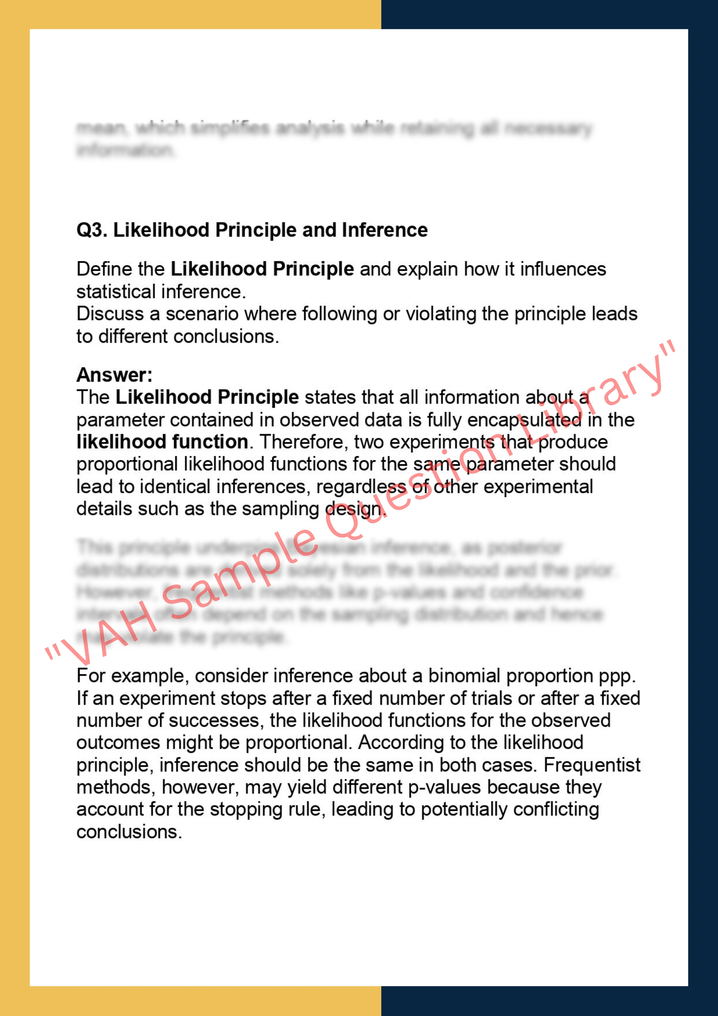 601 – Statistical Theory I 2
