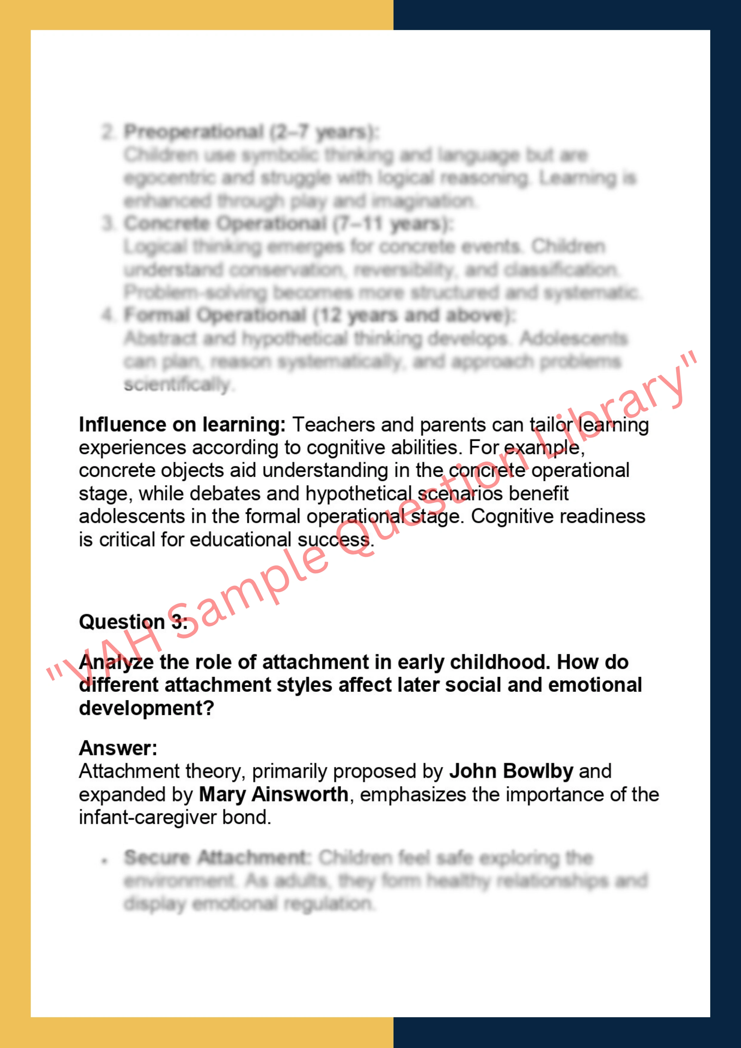 PSY201 –  Developmental Psychology 2