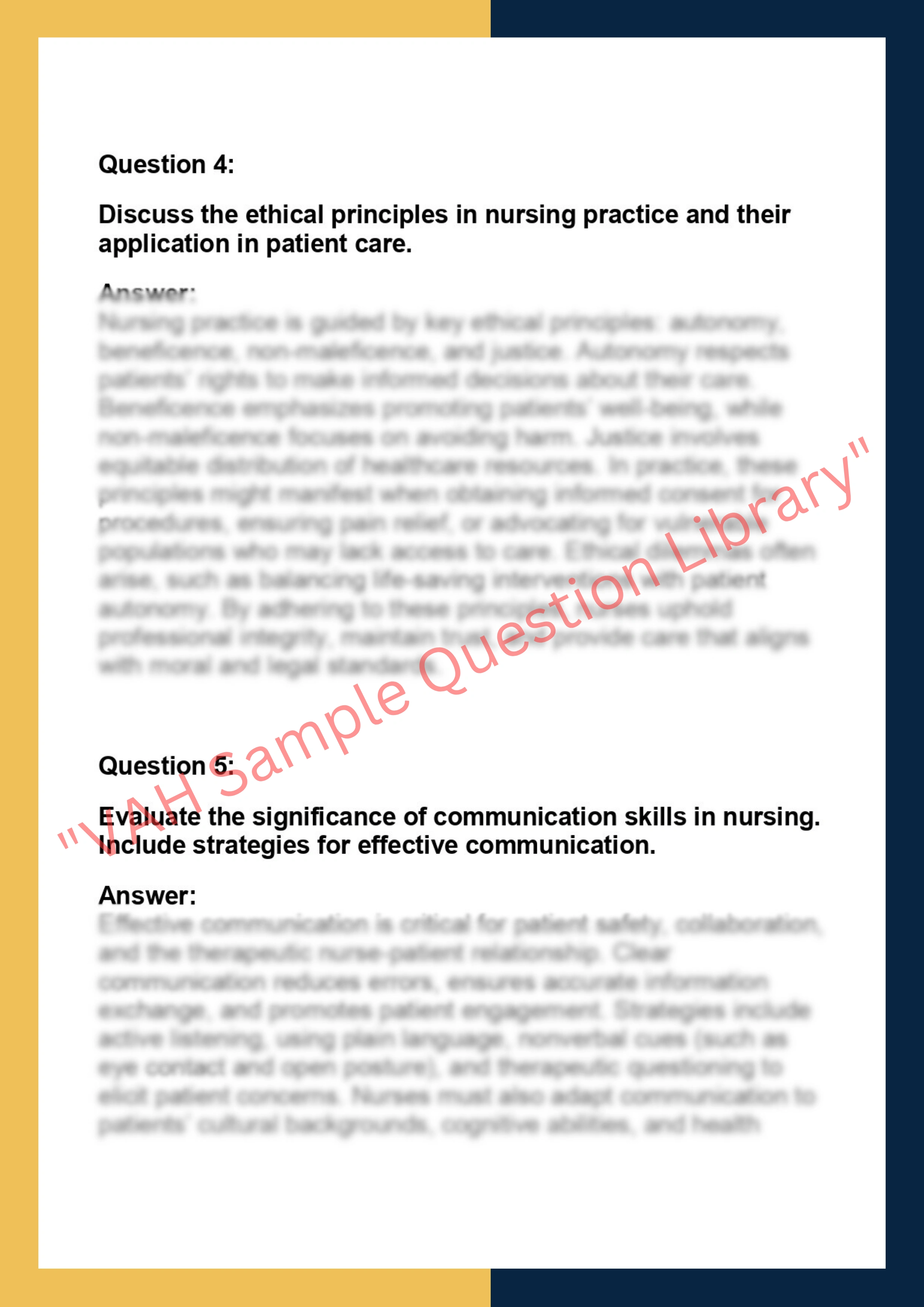 NUR101 – Nursing Fundamentals 2