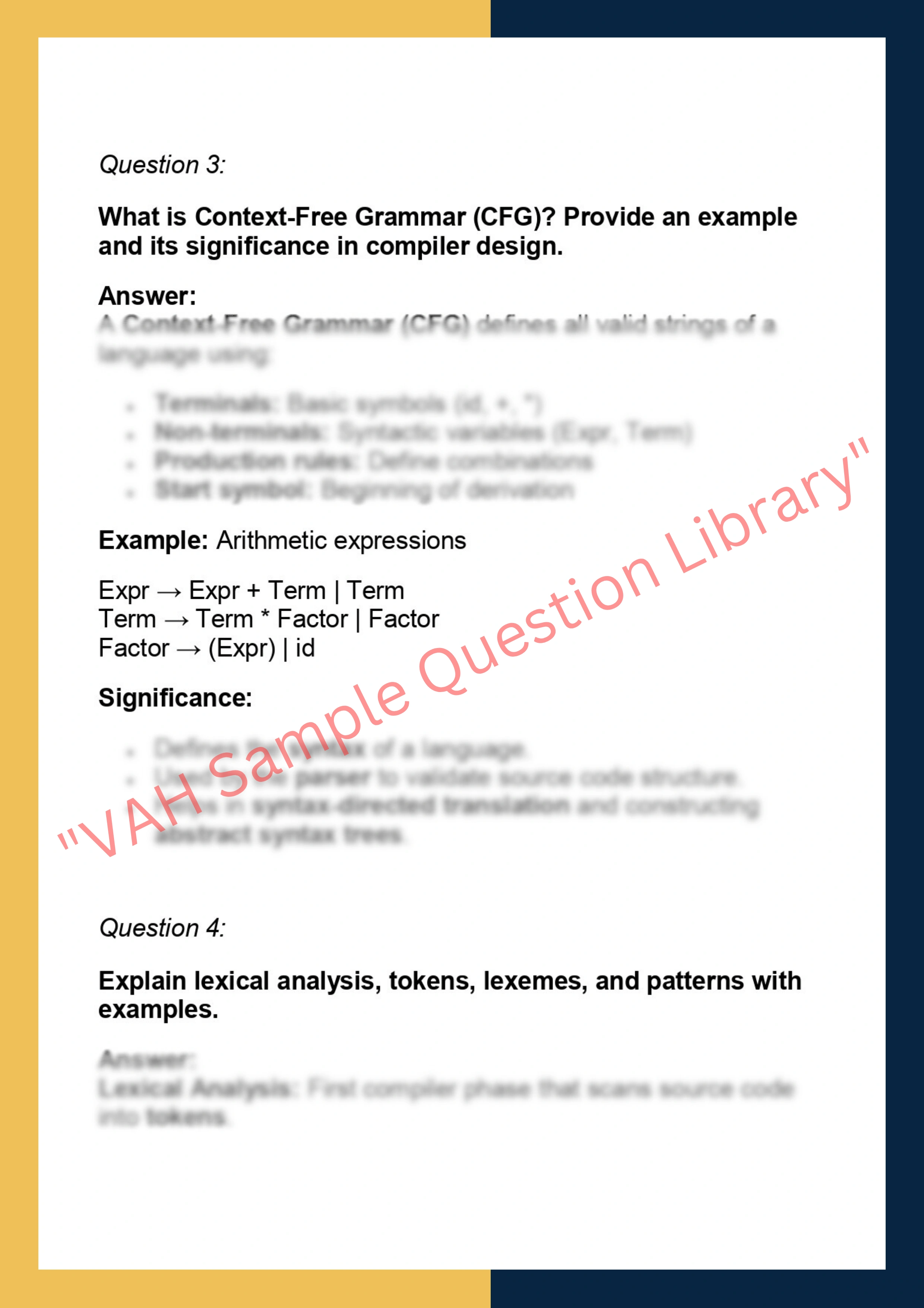 CS401 – Compiler Design and  Programming 2