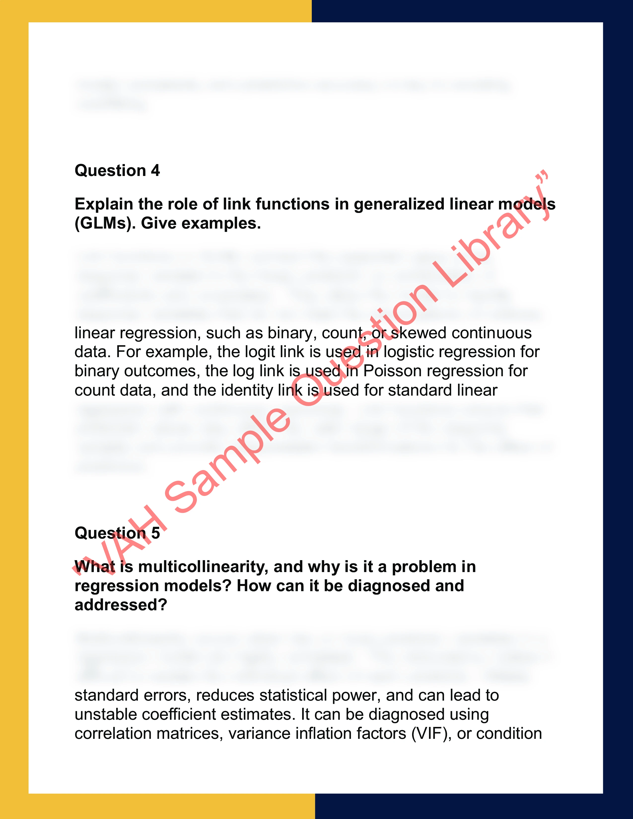STAT5003 – Linear & Generalized Linear  Models 2
