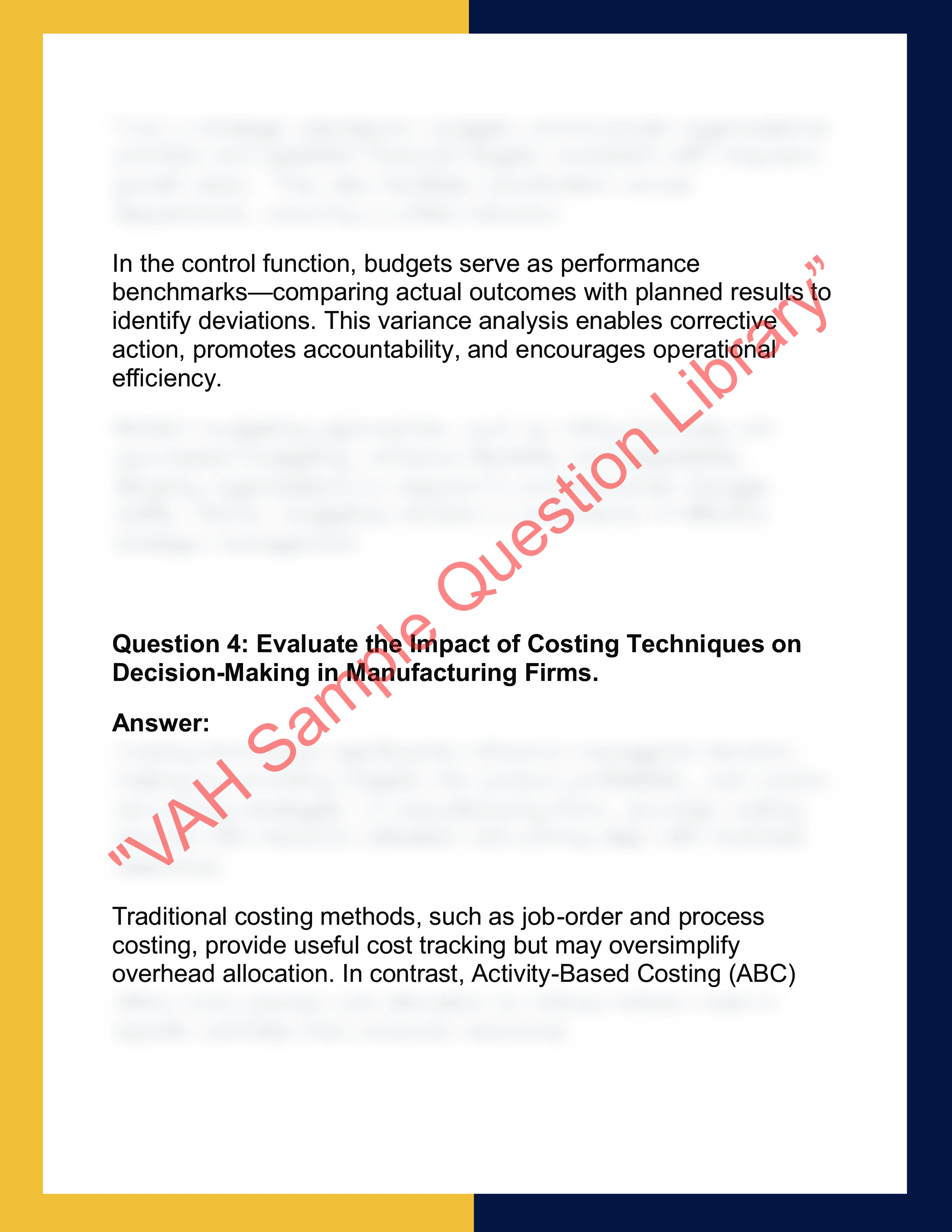 ACC201 – Management Accounting  Report 2