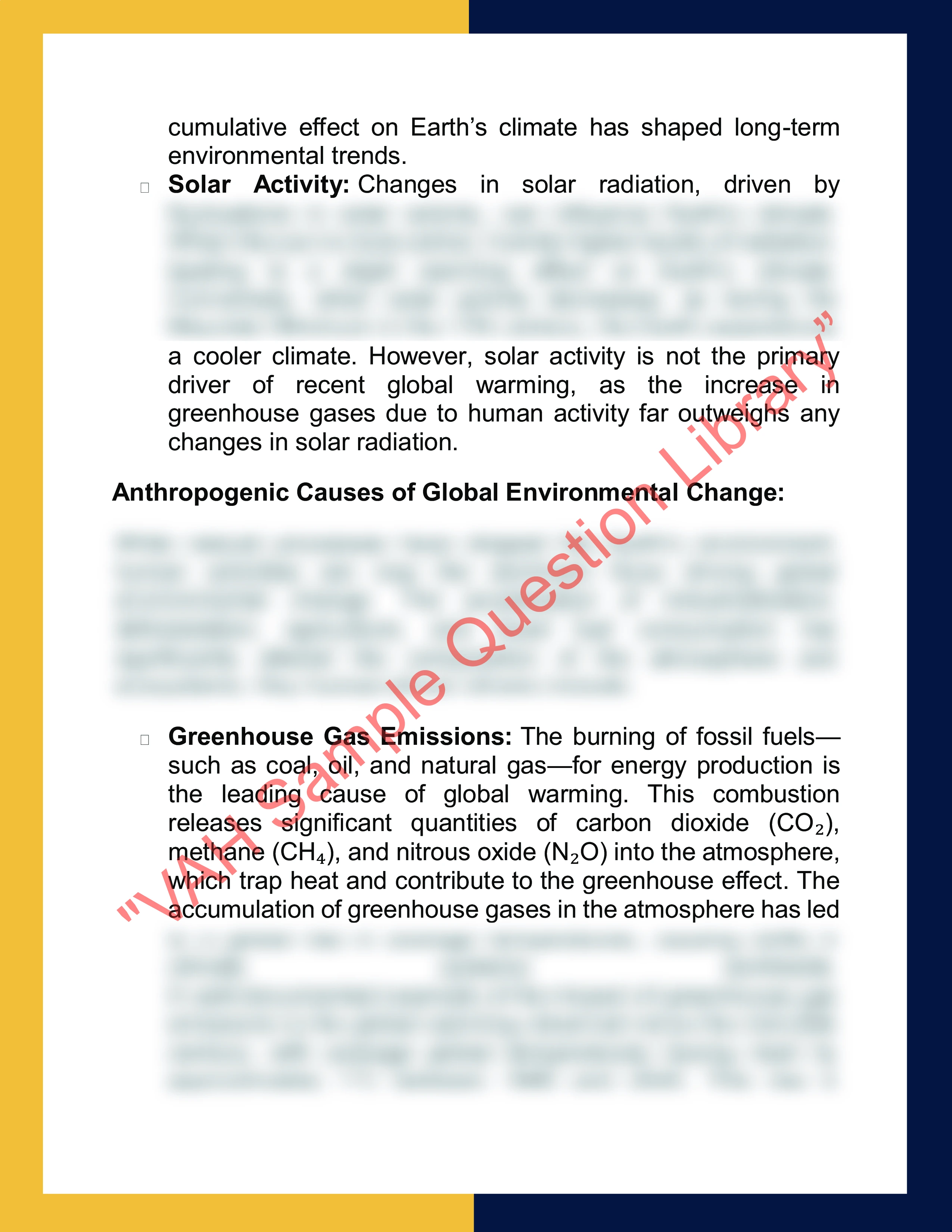 Assignment sample solution of GEOG2004 - Global Environmental Change 2