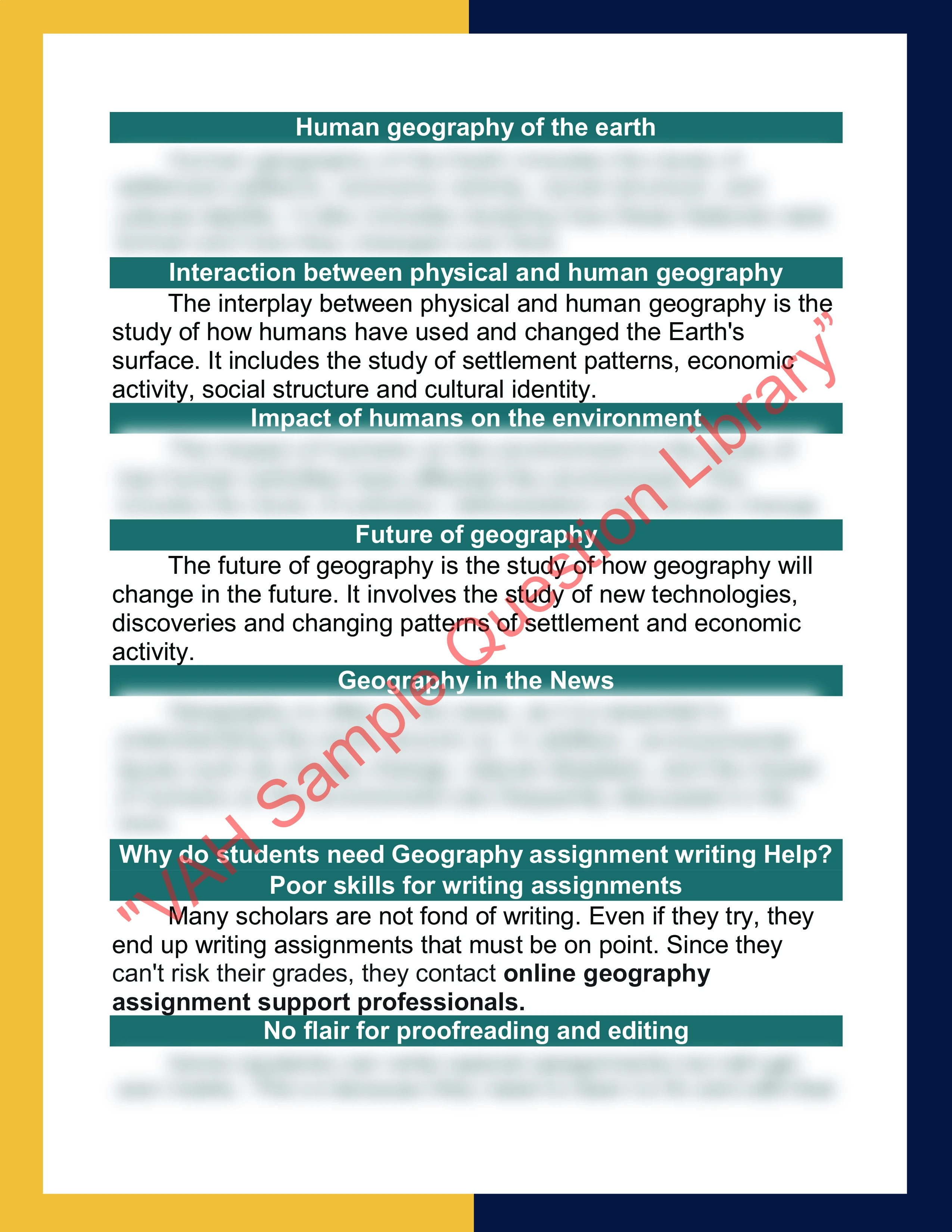 Geography Assignment writing sample 2