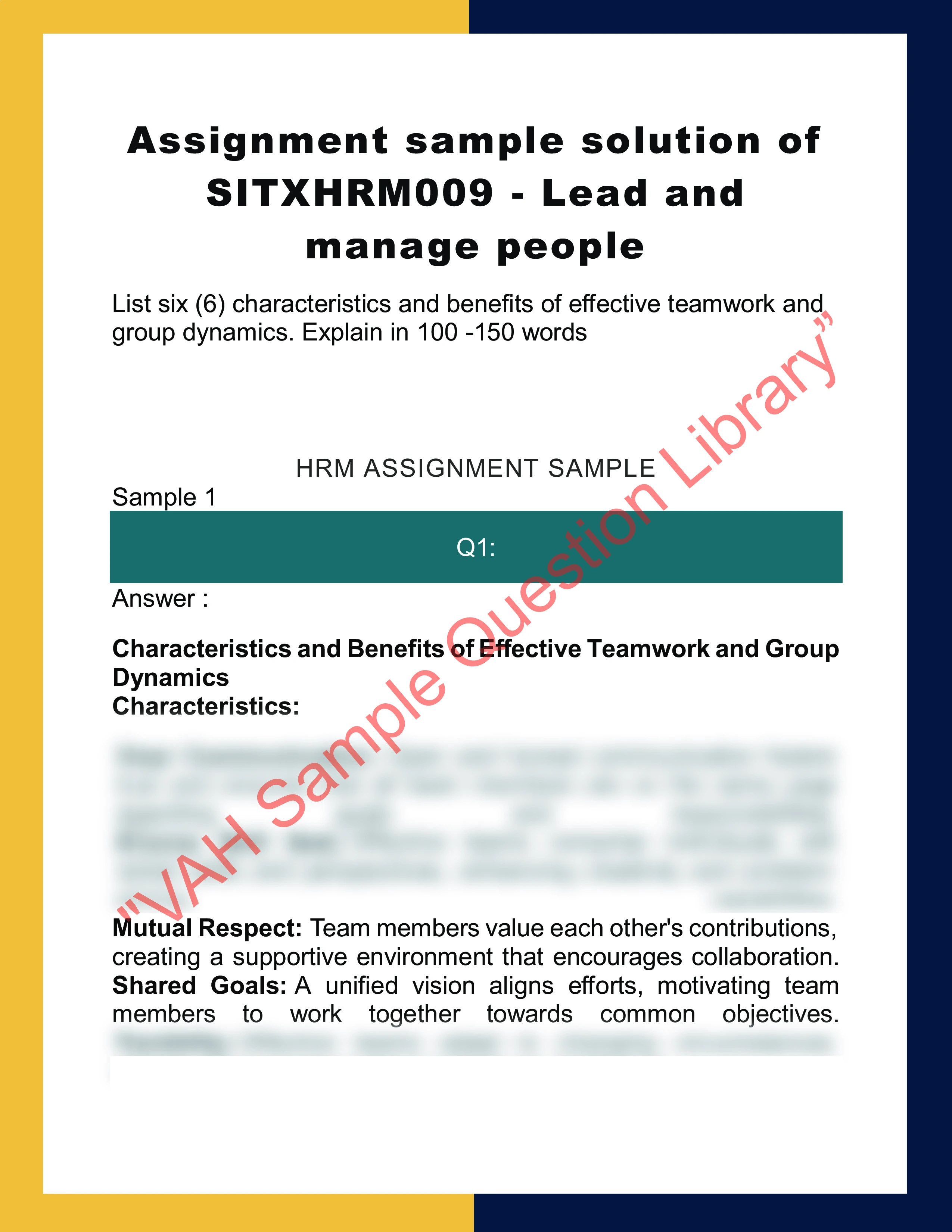 Assignment sample solution of SITXHRM009 - Lead and manage people 0