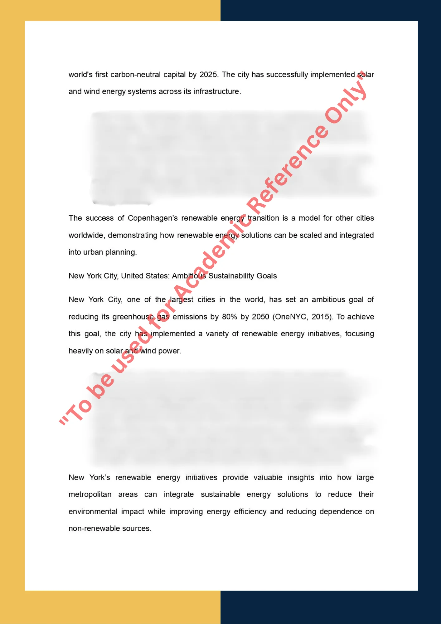 Essay Writing Sample solution for ENG211 - The Role of Renewable Energy in Sustainable Urban Development 3