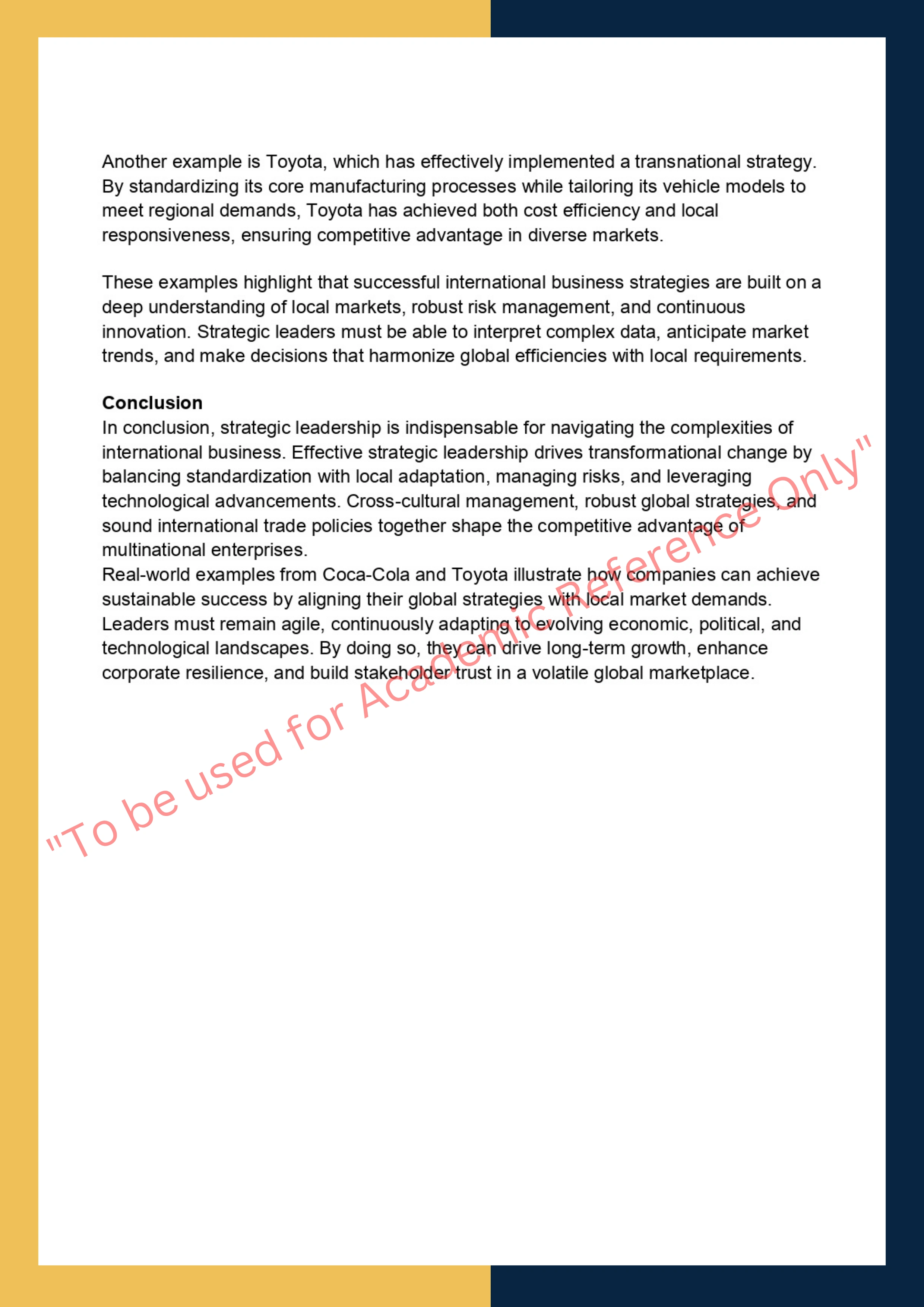 Assignment Sample Of Subject -BUS7100 Course Name International Business 3