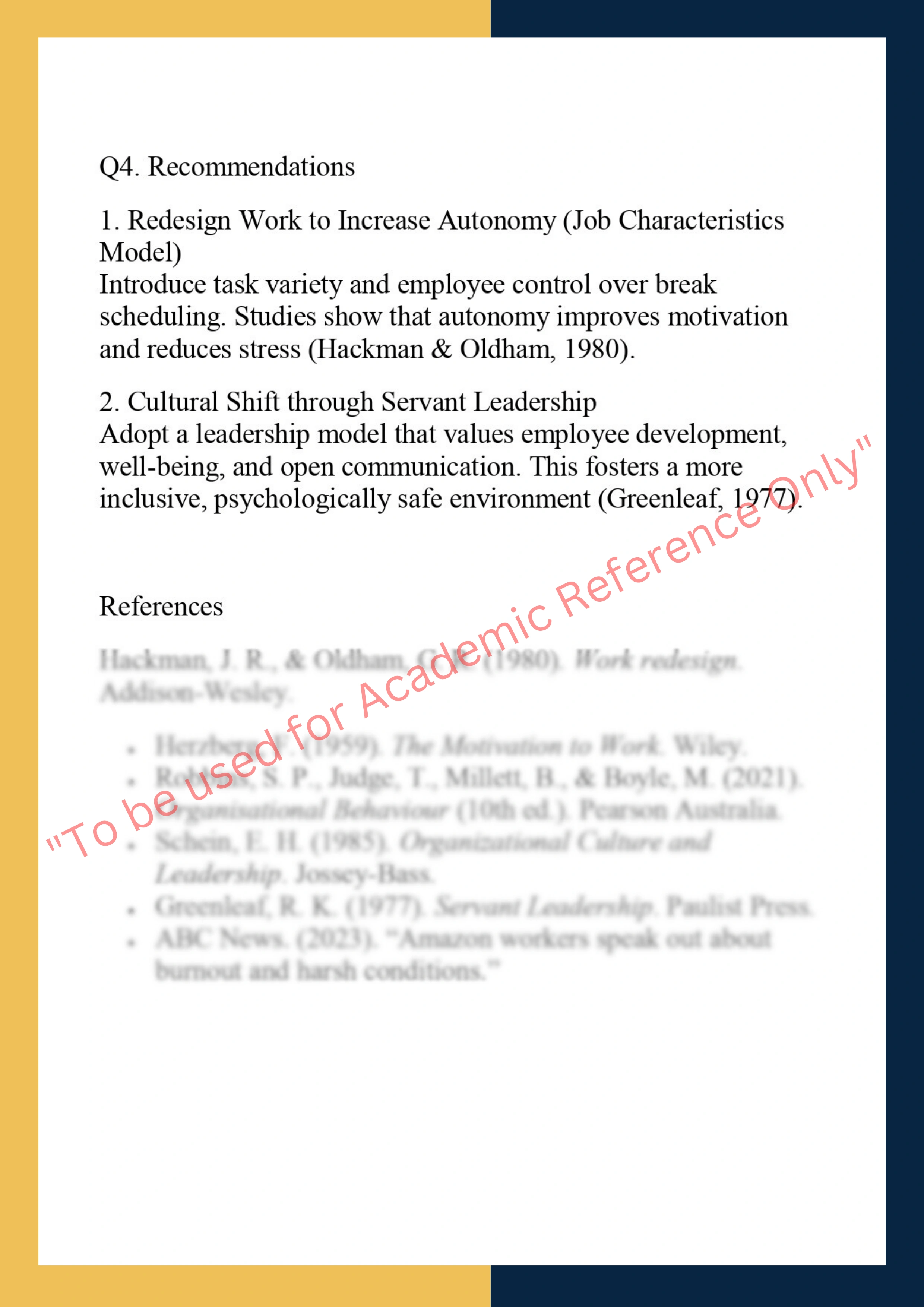 MGMT6003 -Organisational  Behaviour- Individual Analytical Report 3