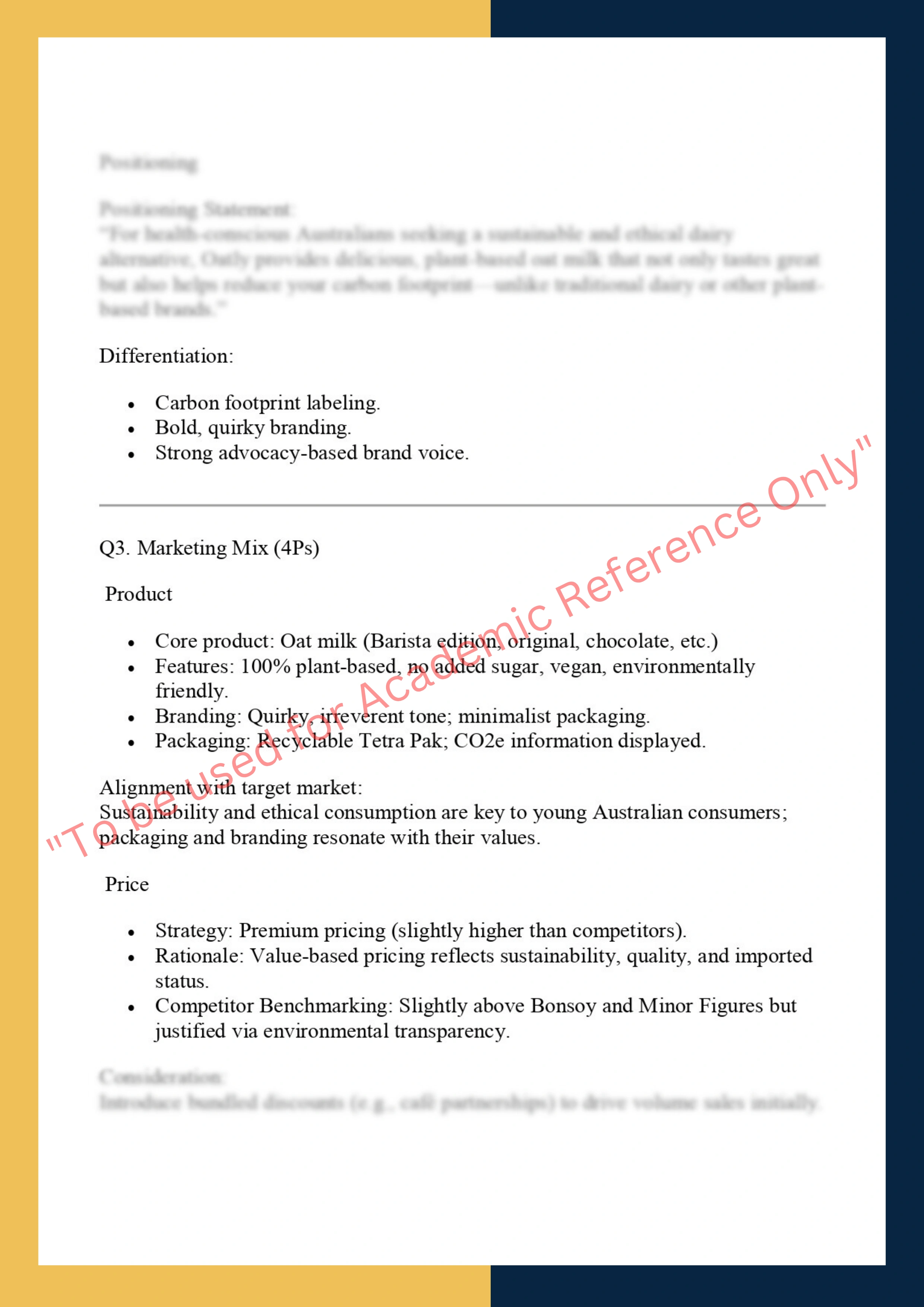 MKTG6001- Marketing Management: Individual Strategic Marketing Report 3