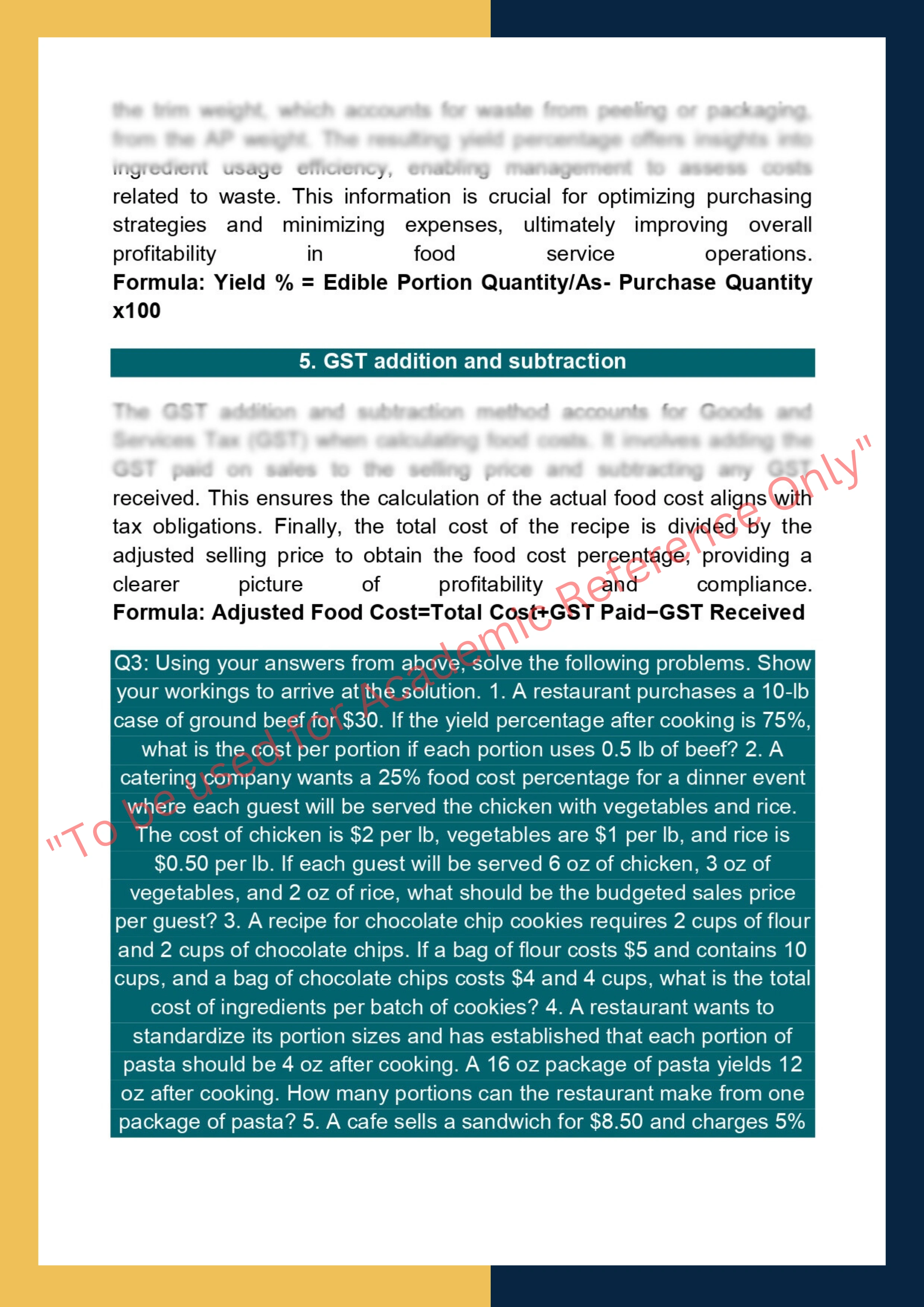 Sample Solution for SITHKOP015 - Design and Cost Menu 3