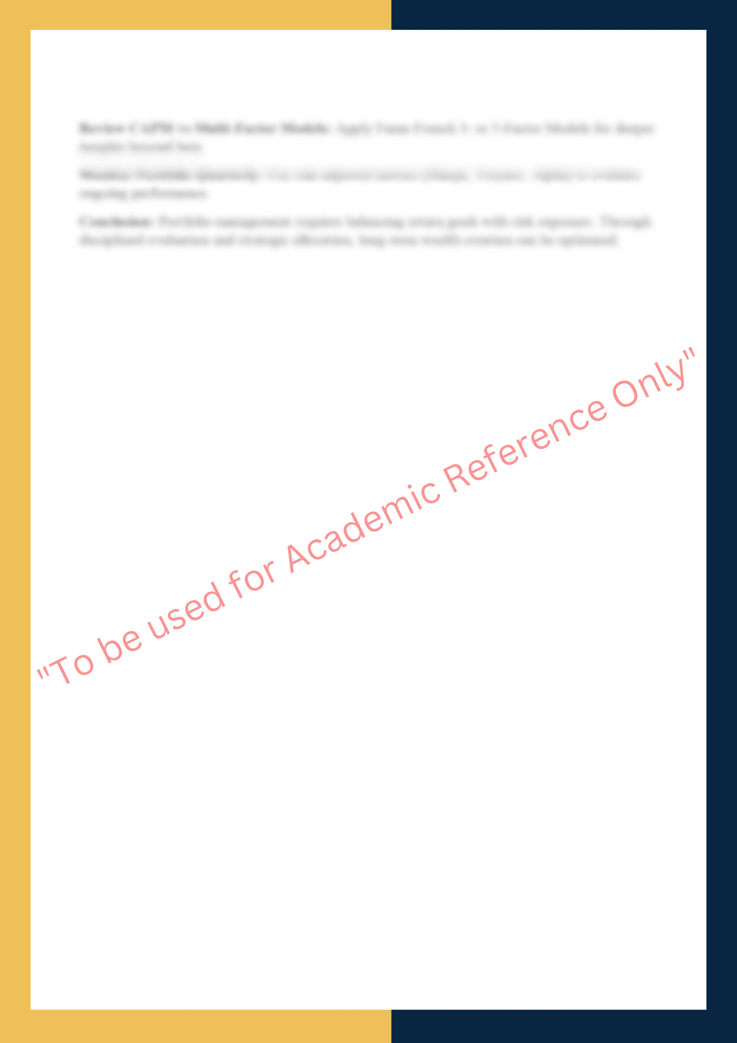 FINC6001  - Investments & Portfolio Managemen: Analytical Report + Case Study 3