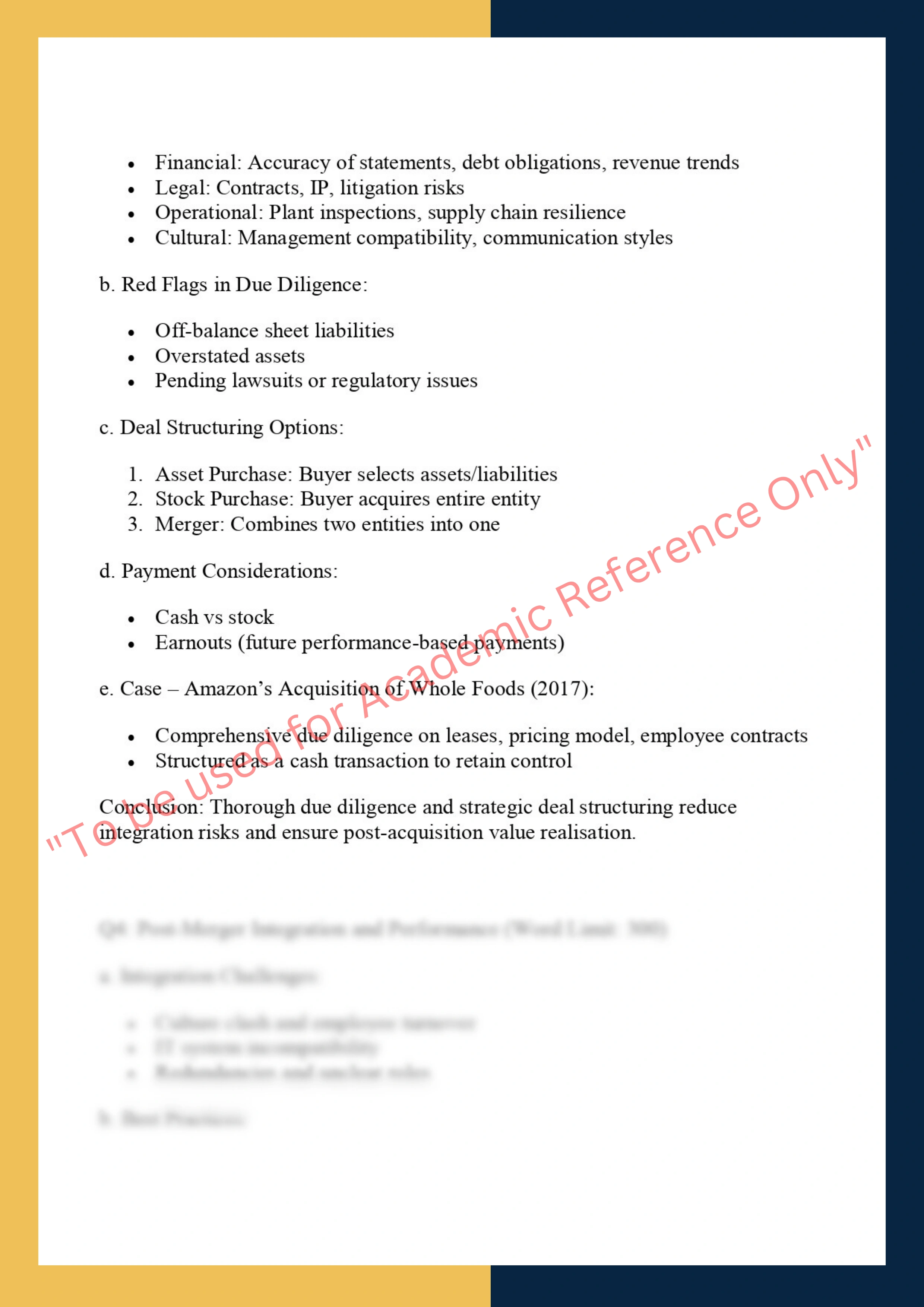 FINC6007-Mergers & Acquisitions: Analytical Report + Case Study 3
