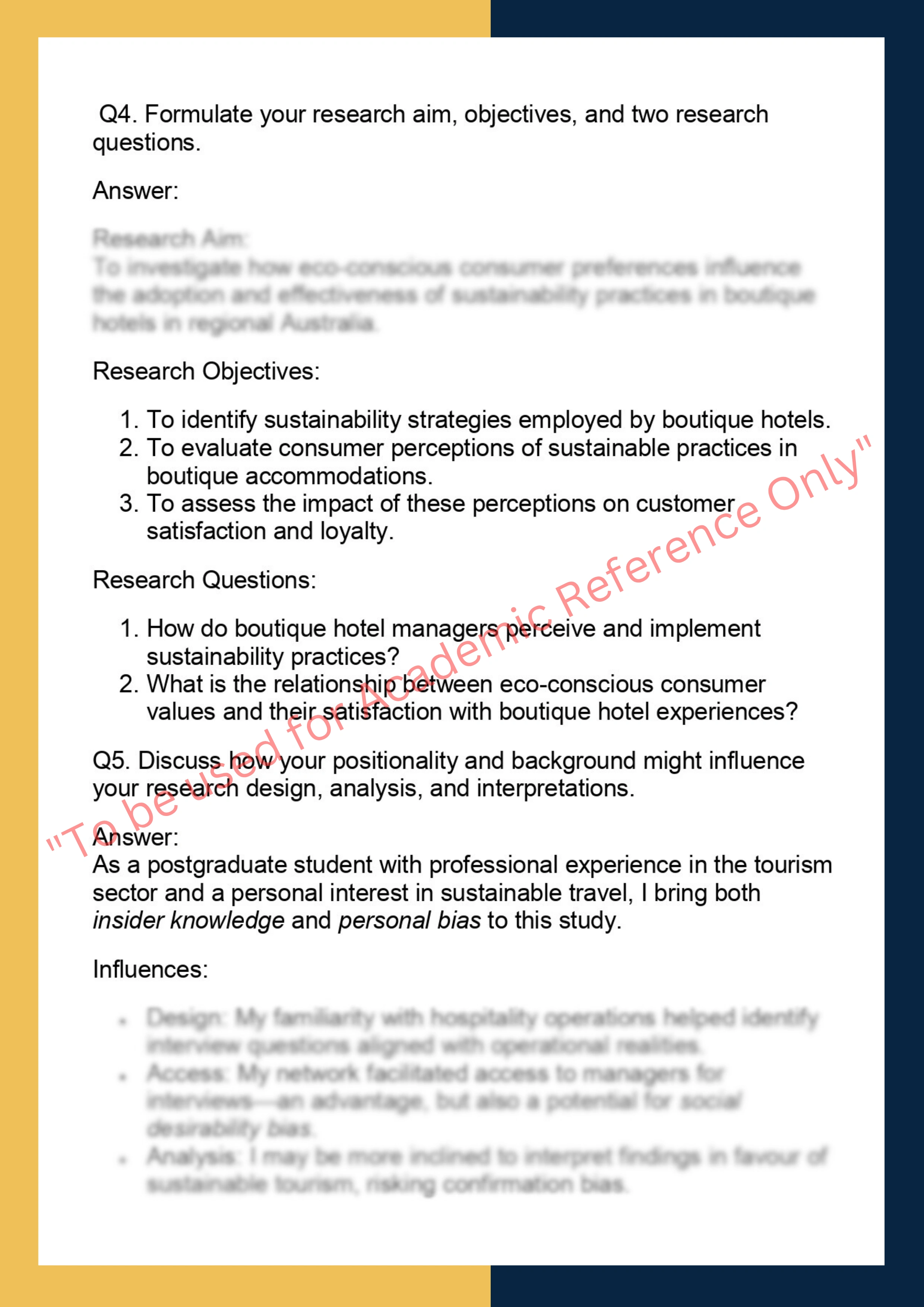 TOUR7001– Tourism & Hospitality Research  Project 3