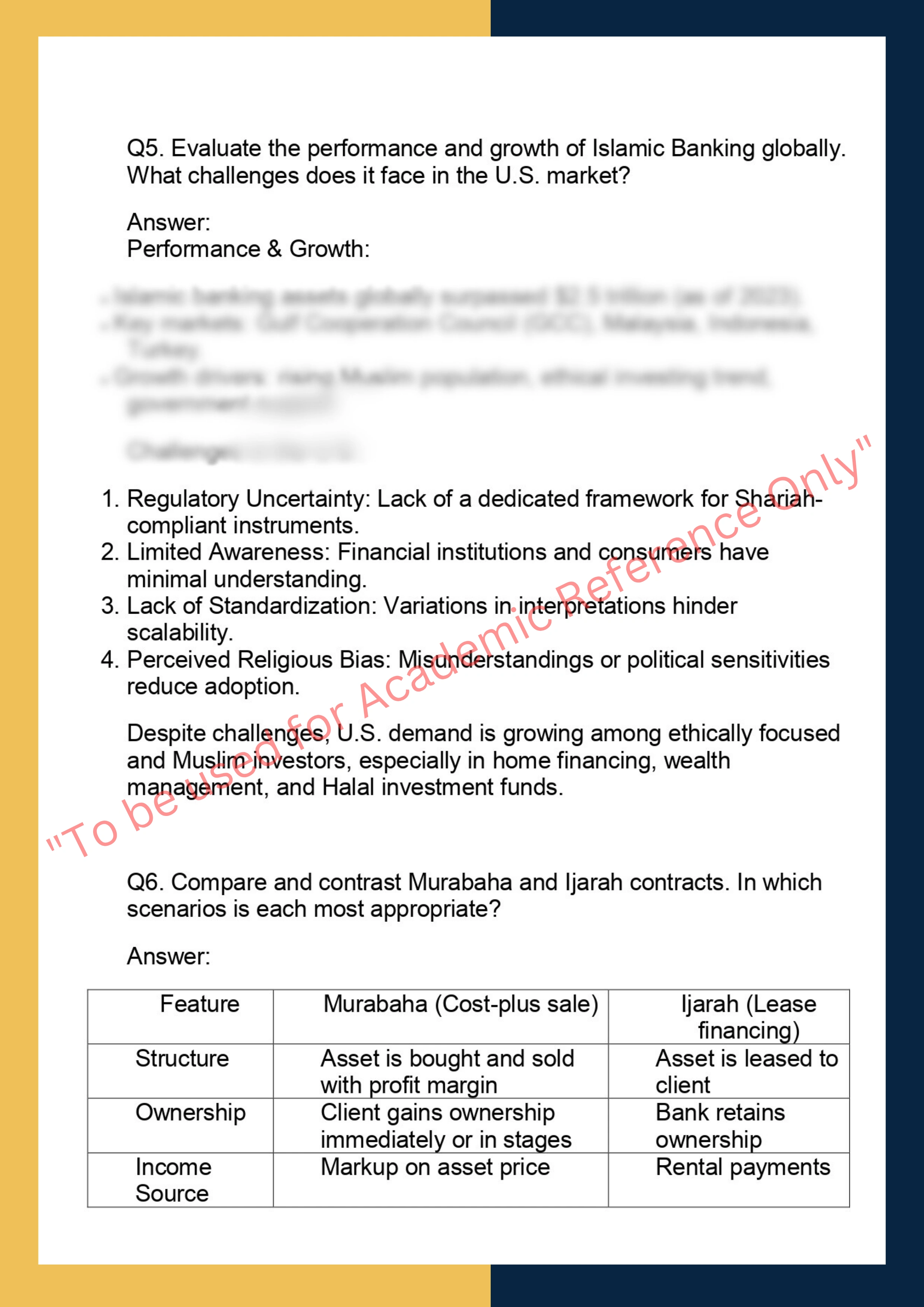 FINC6028 – Islamic Finance and Banking 3