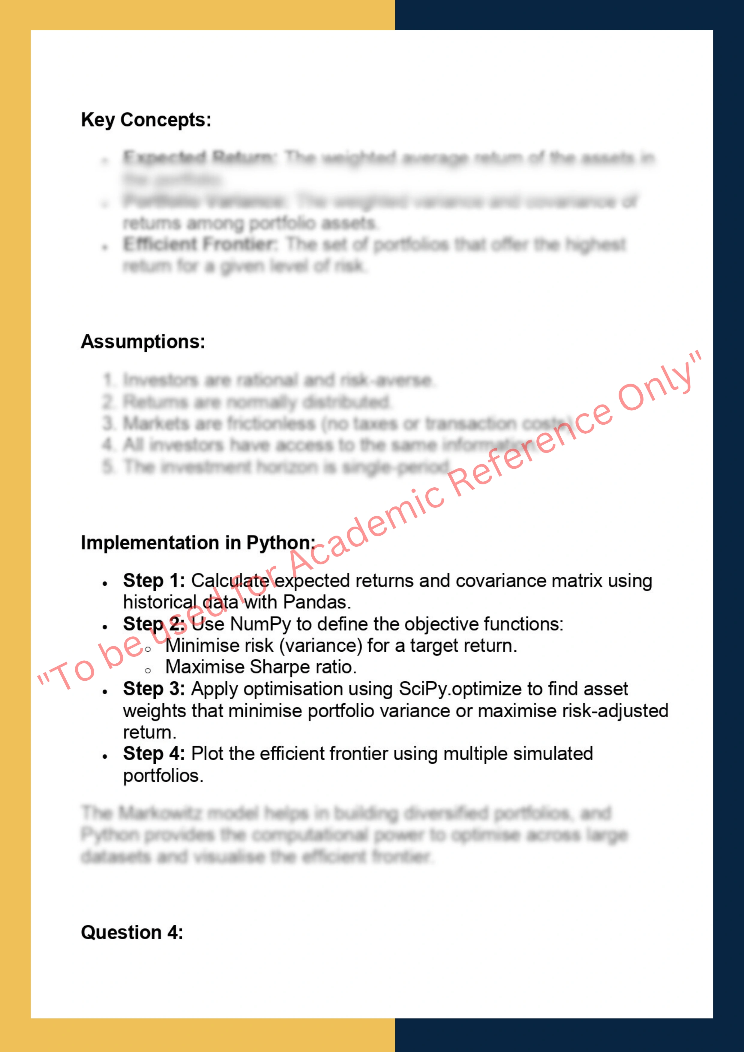 FINP611 – Financial Modelling Using Python 3