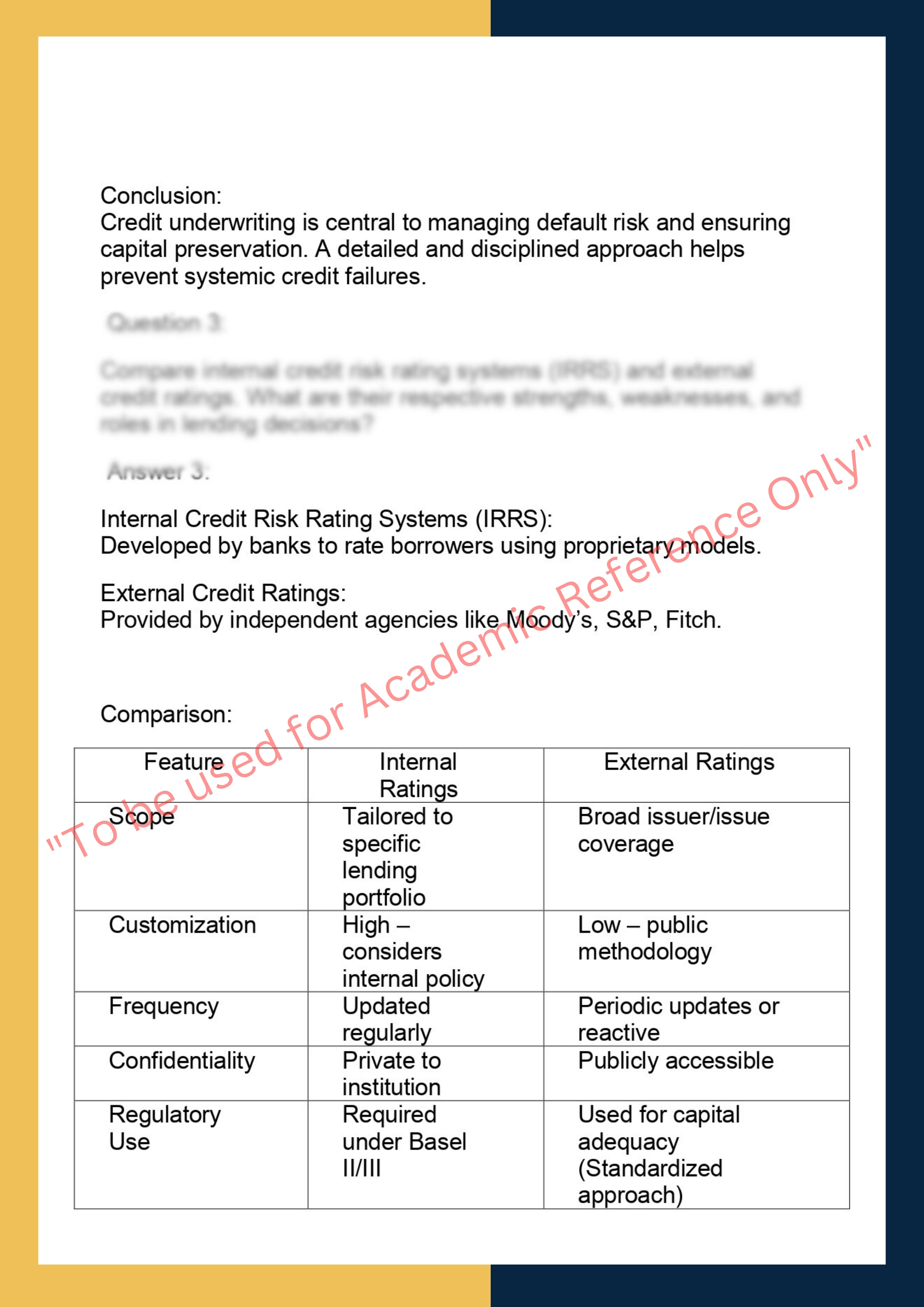 FINC6034 – Credit Risk Analysis and Lending  Decisions 3