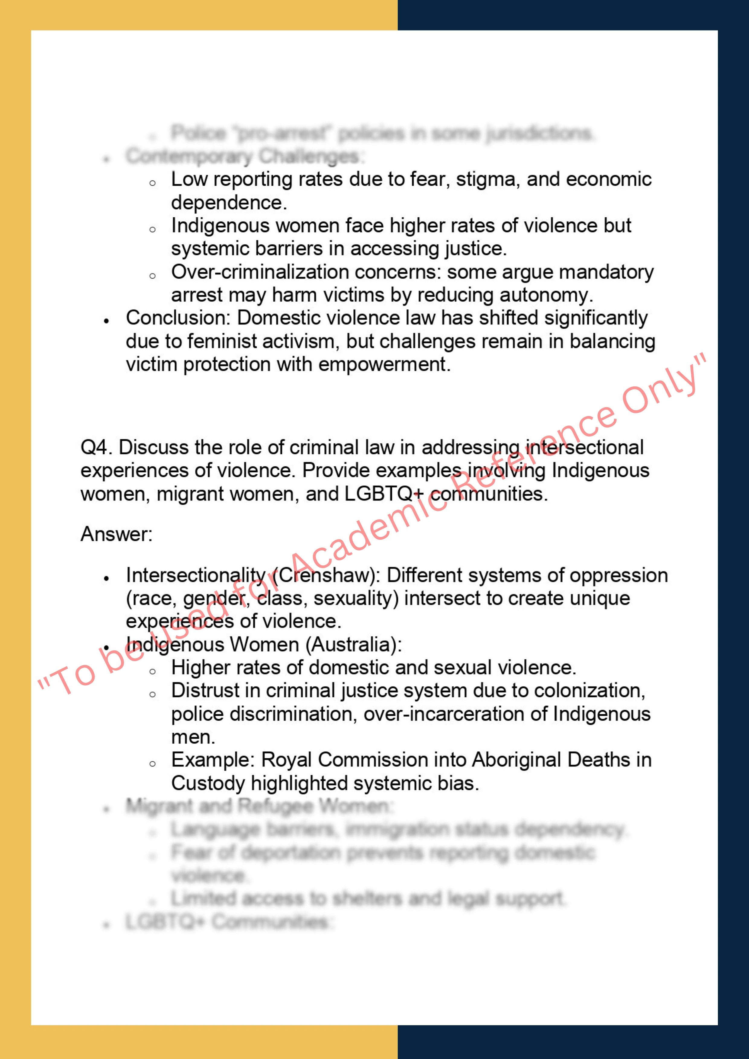 LAWS6034– Gender, Violence and the Criminal  Law 3