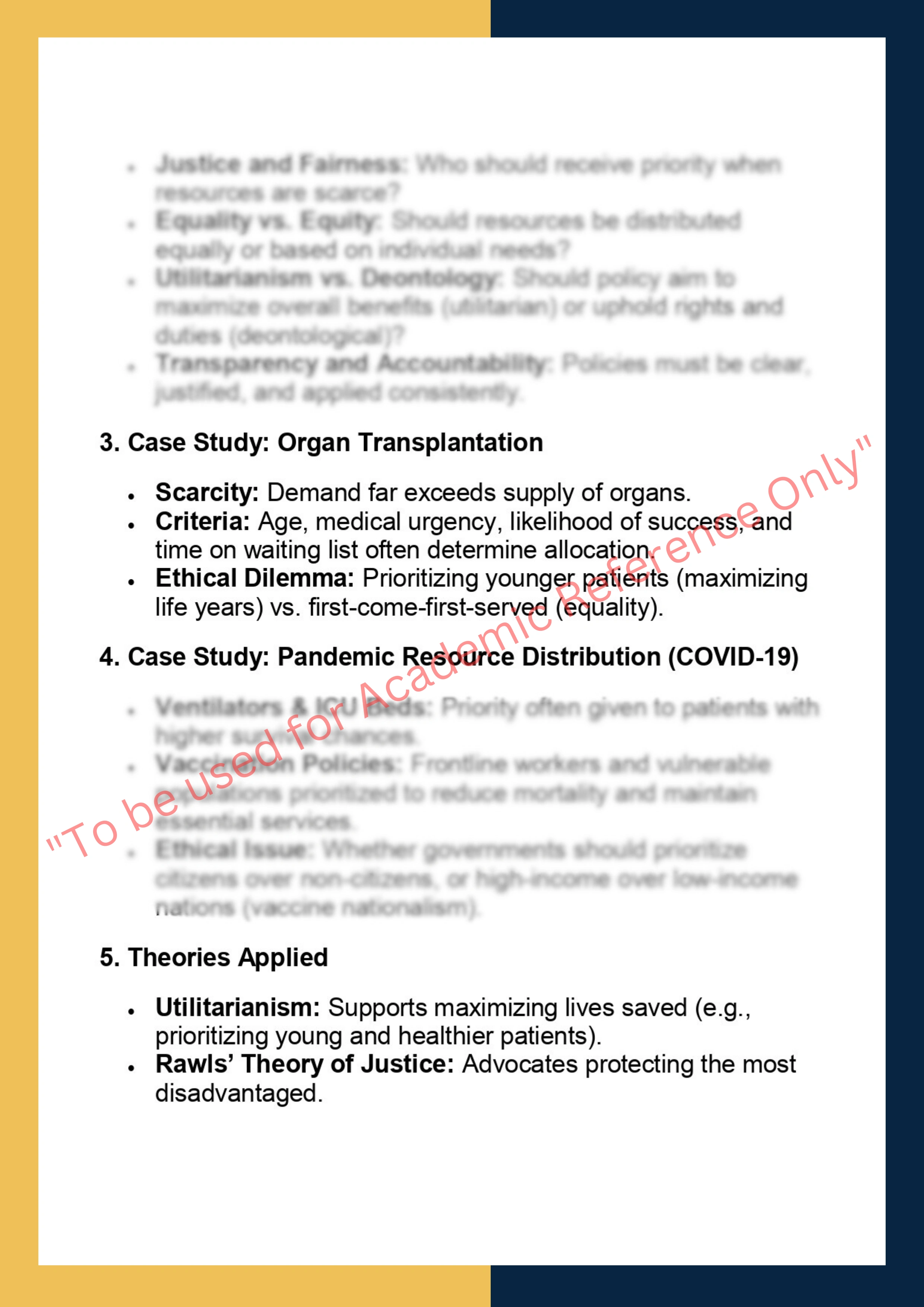 LAWS6052 – Government Regulation, Health  Policy and Ethics 3