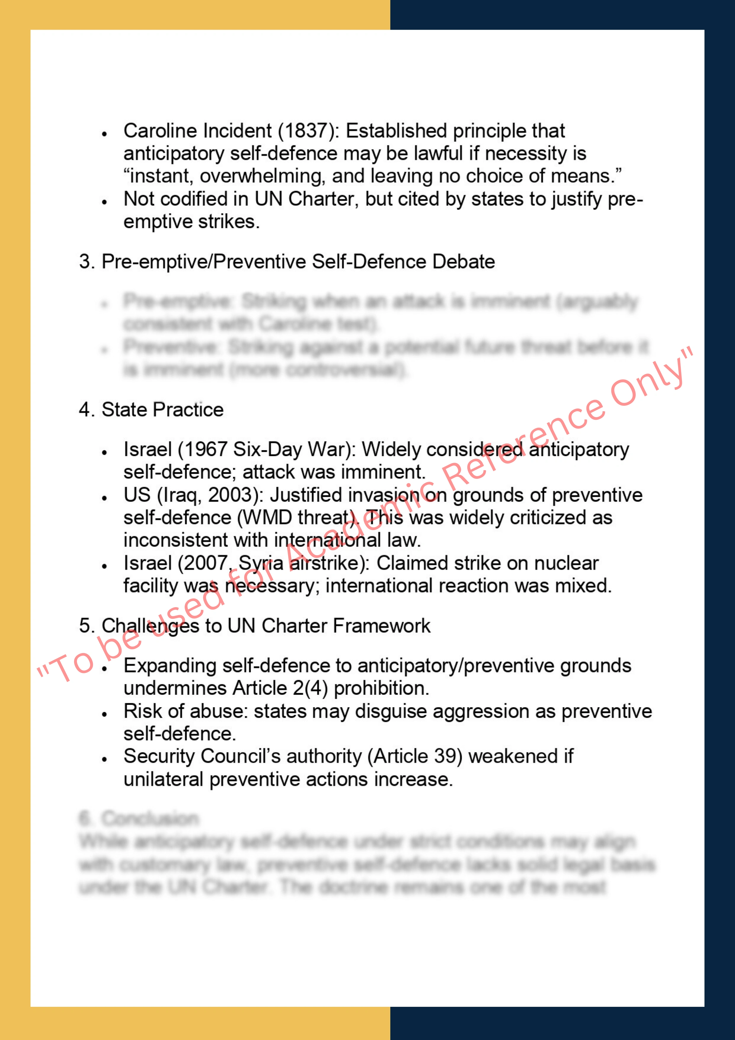 LAWS6062 – International Law – The Use of  Armed Force 3